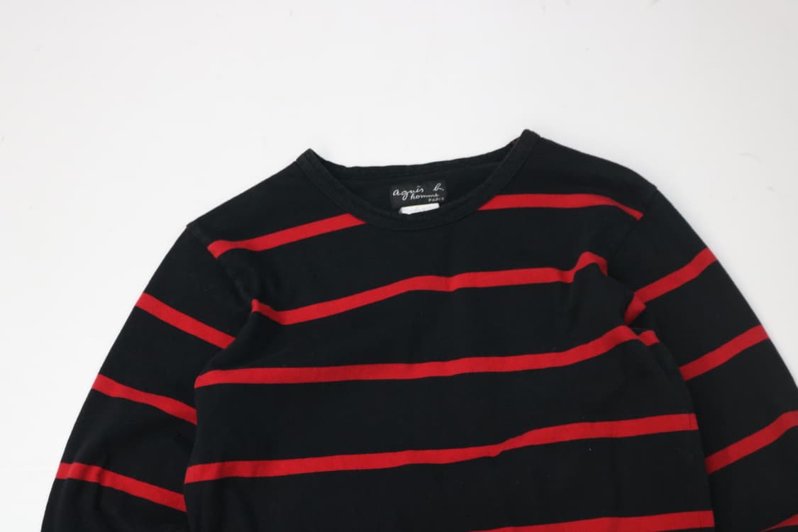 아네스베 옴므 빈티지 레드 스트라이프 블랙 롱슬리브 (0) 상품이미지3