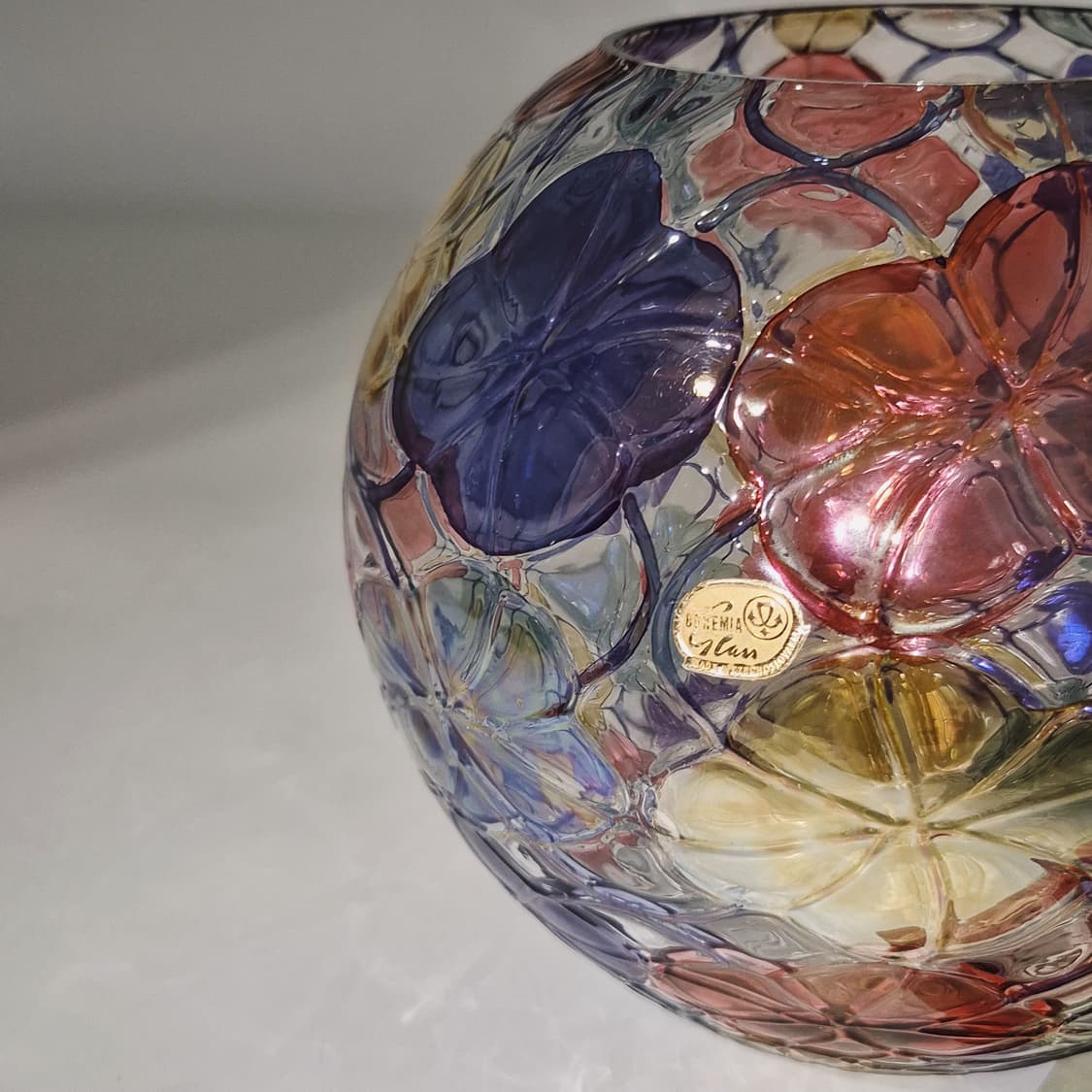 90s 체코 보헤미아 컬러 나팔꽃 구체 대형 화병 상품이미지7