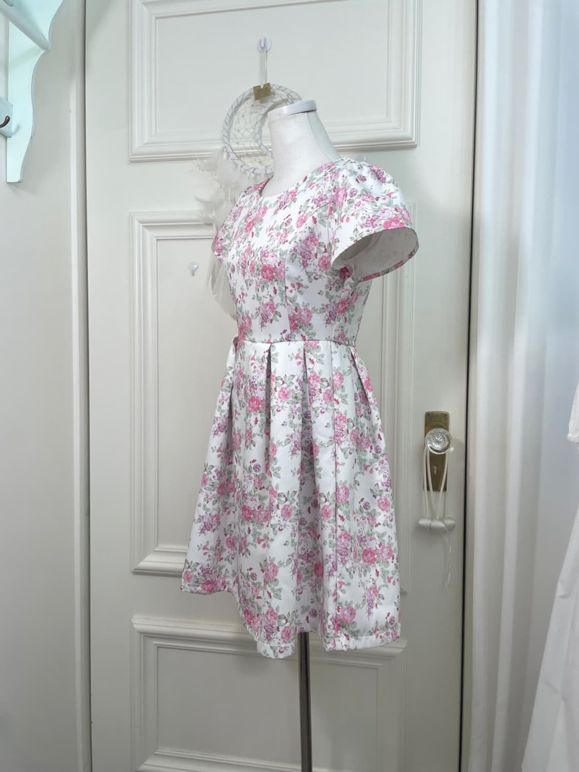 pink flower pleats midi opc 상품이미지2