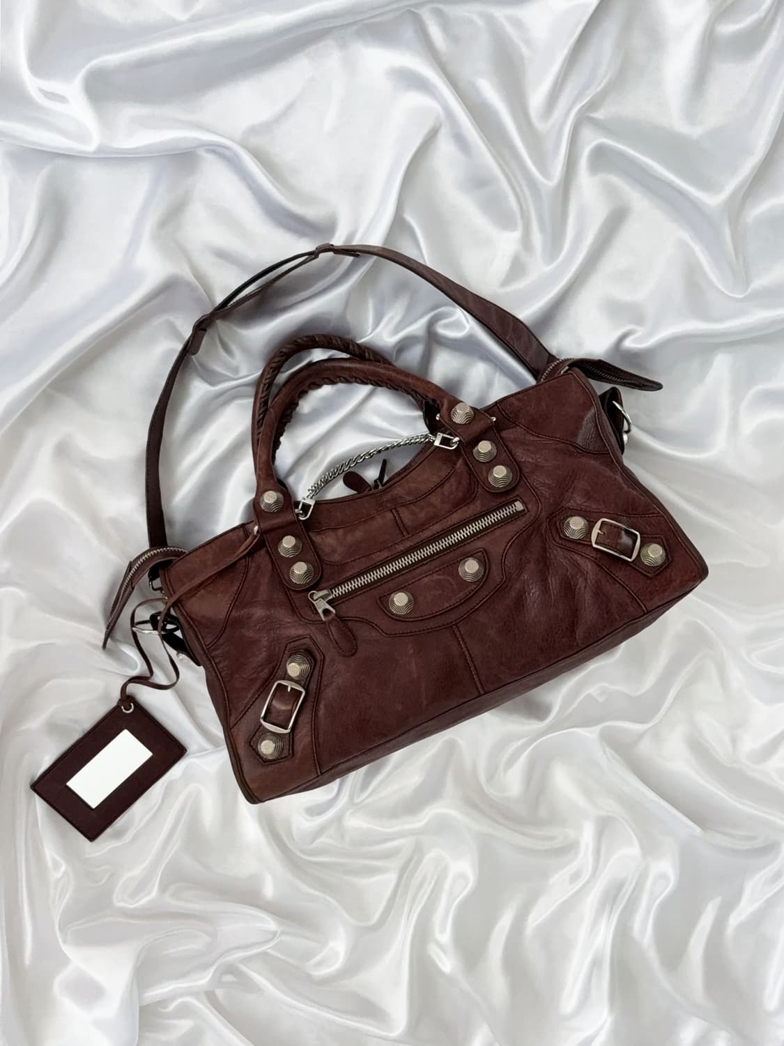 발렌시아가 모터백 라지 (브라운+실버) 상품이미지4