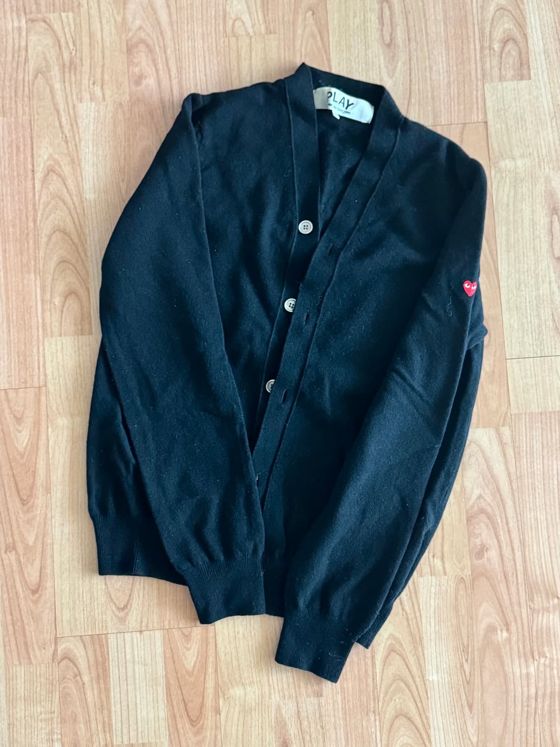 꼼데가르송 울 가디건 블랙 M (미니 와펜) 상품이미지1