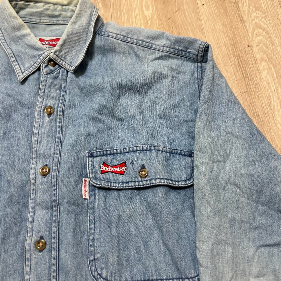 버드와이저 빈티지 로고 청셔츠 데님셔츠 M/95  상품이미지3