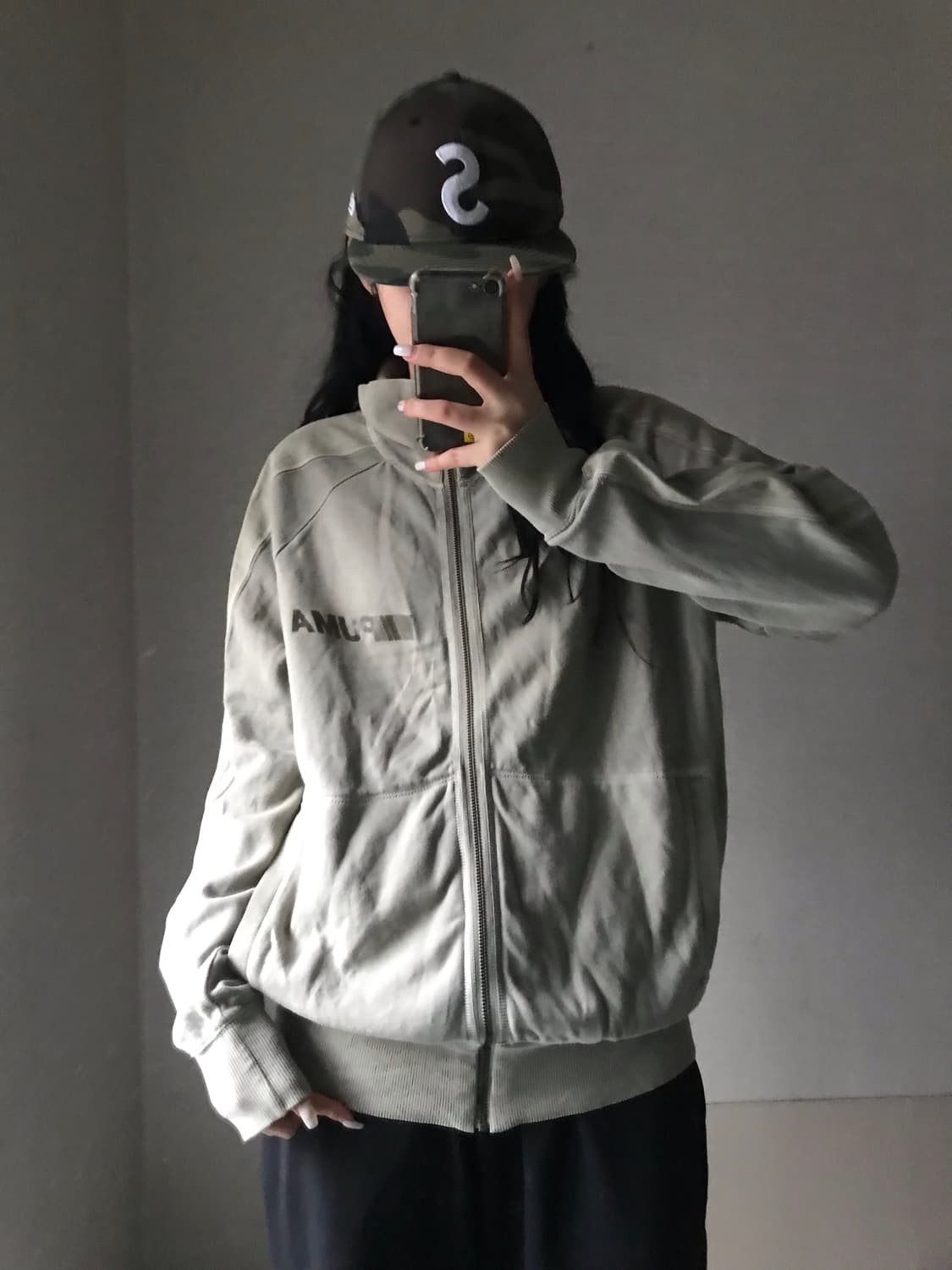 퓨마 카키 하이넥 집업 상품이미지5