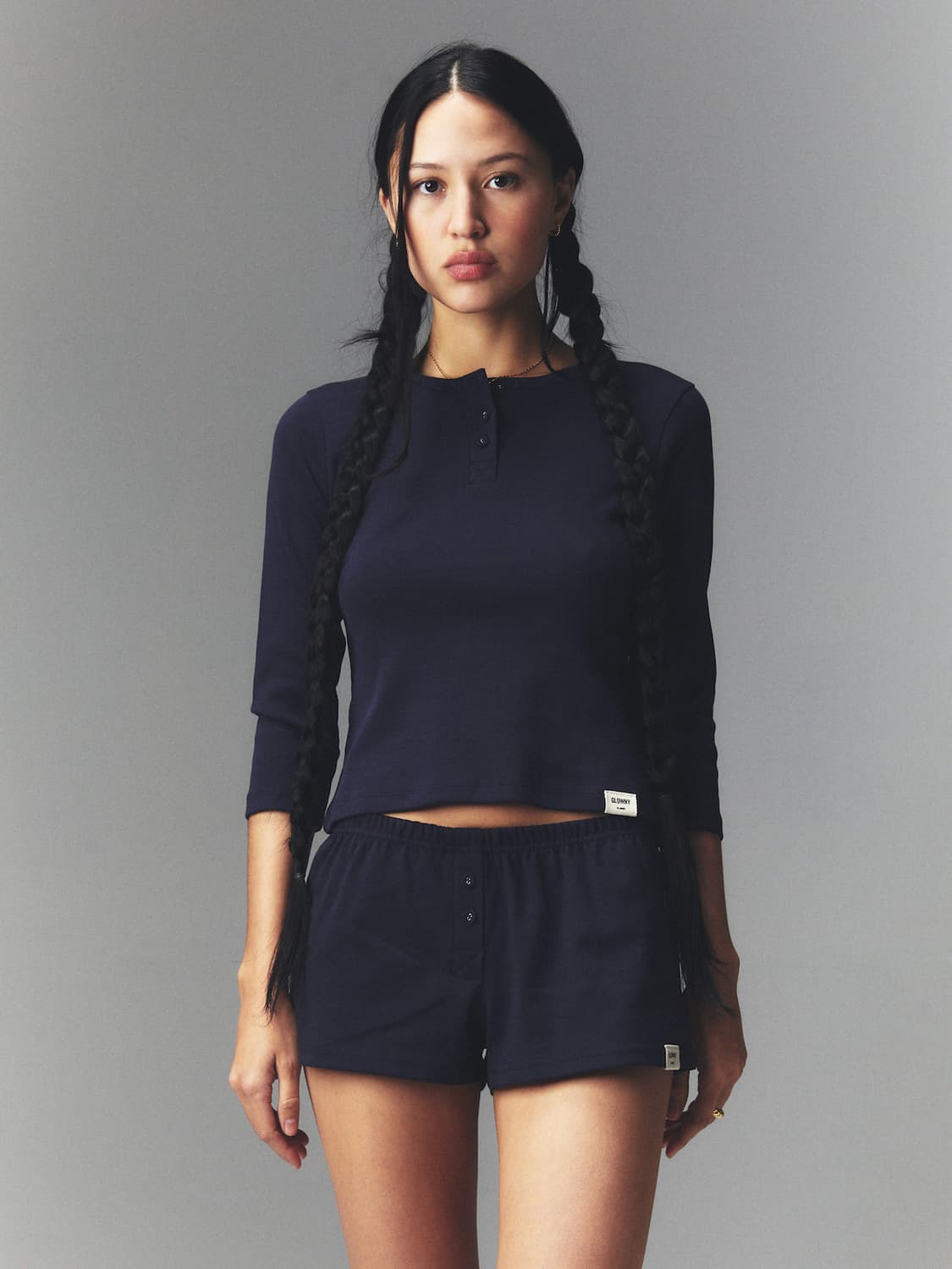 글로니 3/4 버튼 플라이 티 네이비 상품이미지2