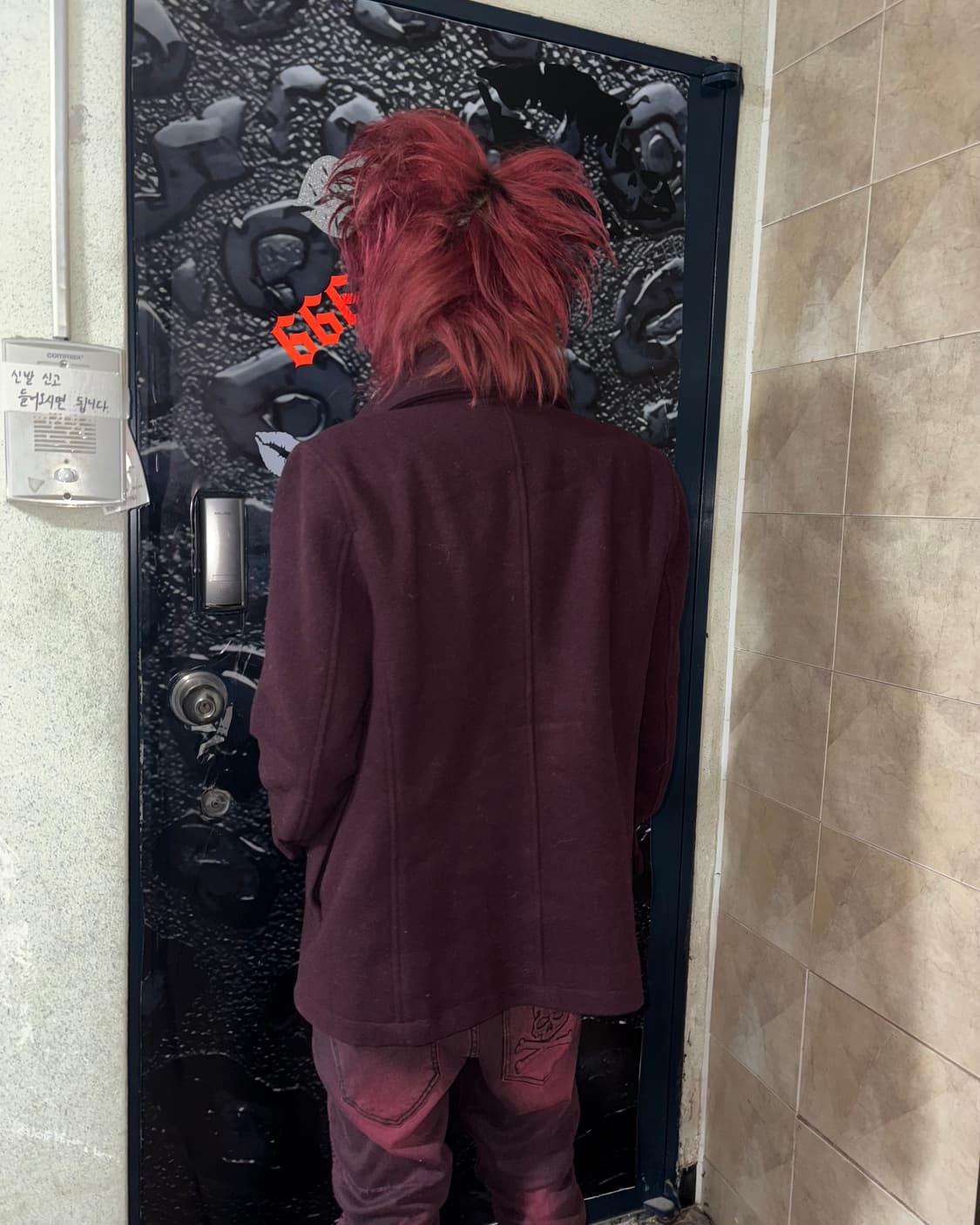 No id burgundy wool peacoat 상품이미지5