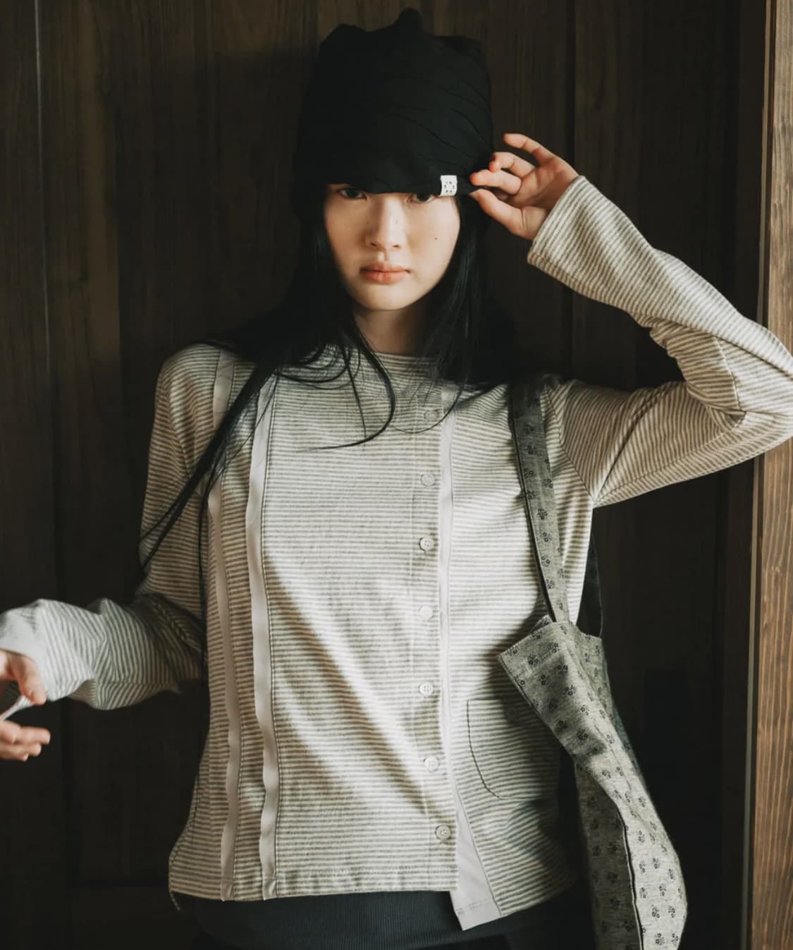 오헤시오 투톤 라인 포켓 가디건 멜란지 그레이 상품이미지1