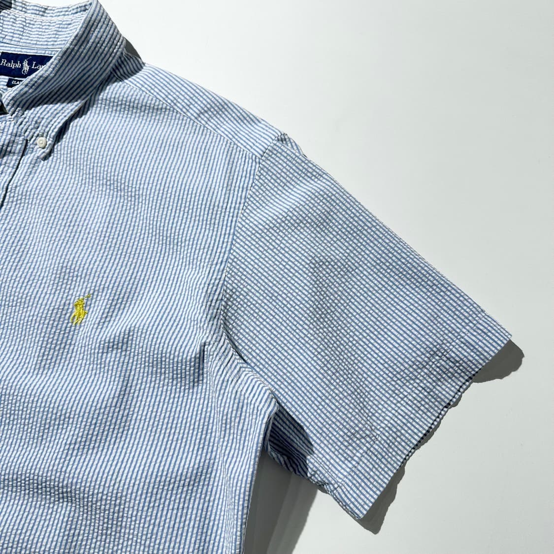 폴로 랄프로렌 시어서커 스트라이프 클래식핏 반팔 셔츠 상품이미지5