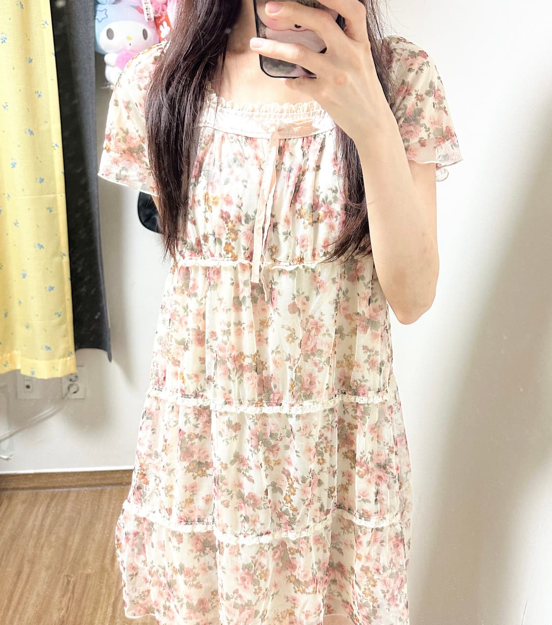 빈티지 플라워 레이스 리본 원피스 히메갸루 로걀 라떼 모리걸 리즈리사깔 상품이미지1