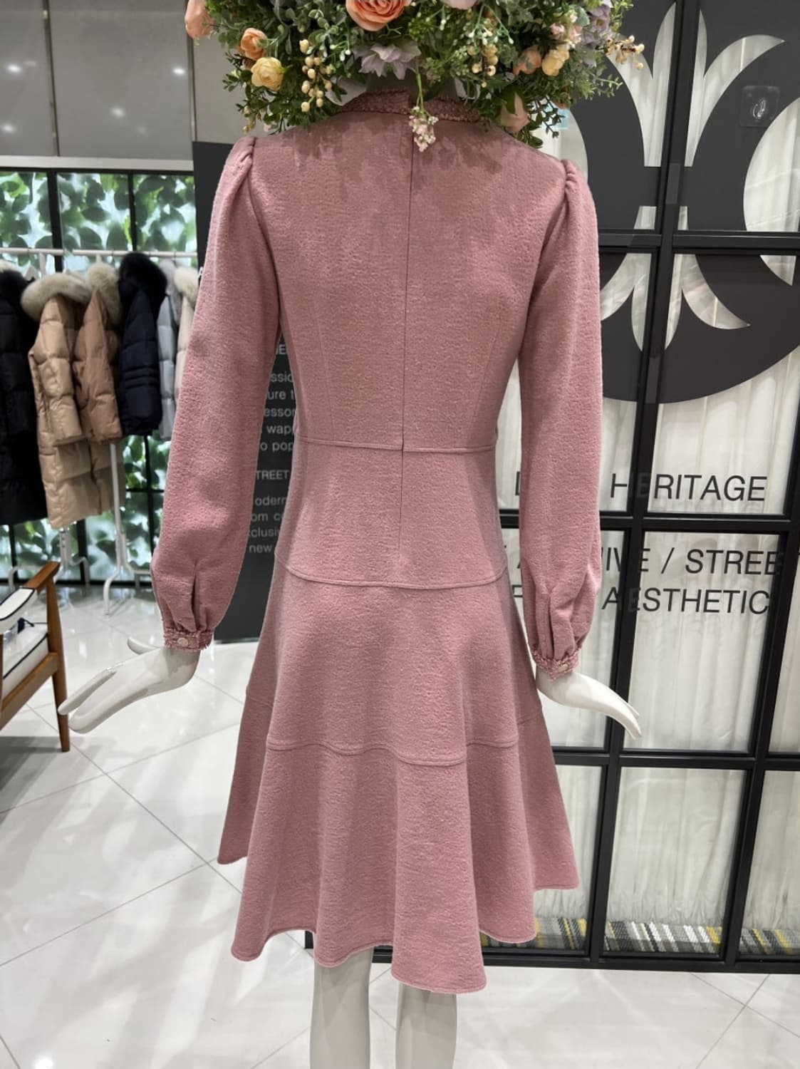 듀엘 자카드 핑크 플레어 원피스 55 사이즈 (미착용택제품) 상품이미지2