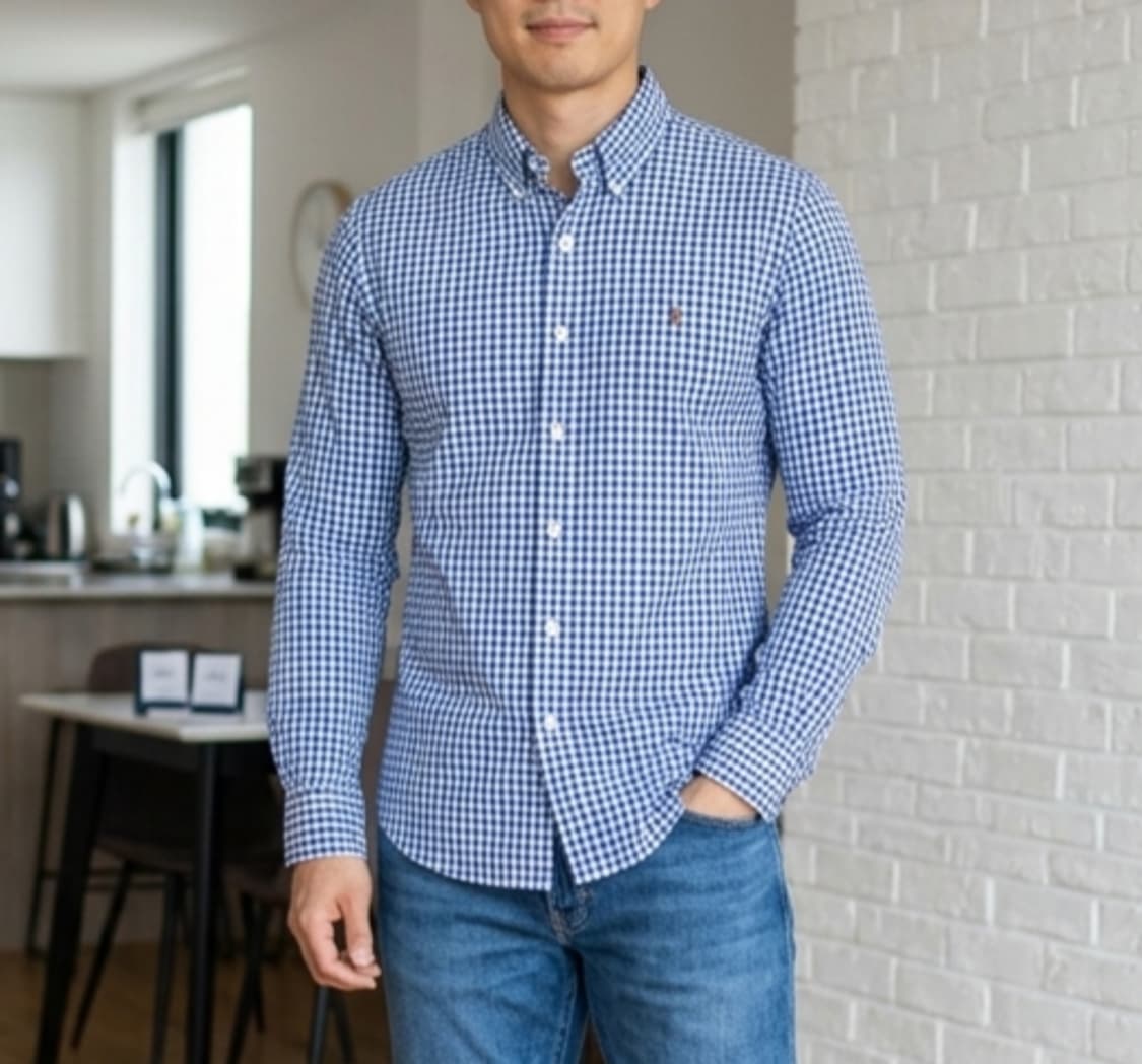 [95]랄프로렌 블루 깅엄 체크 셔츠 상품이미지1