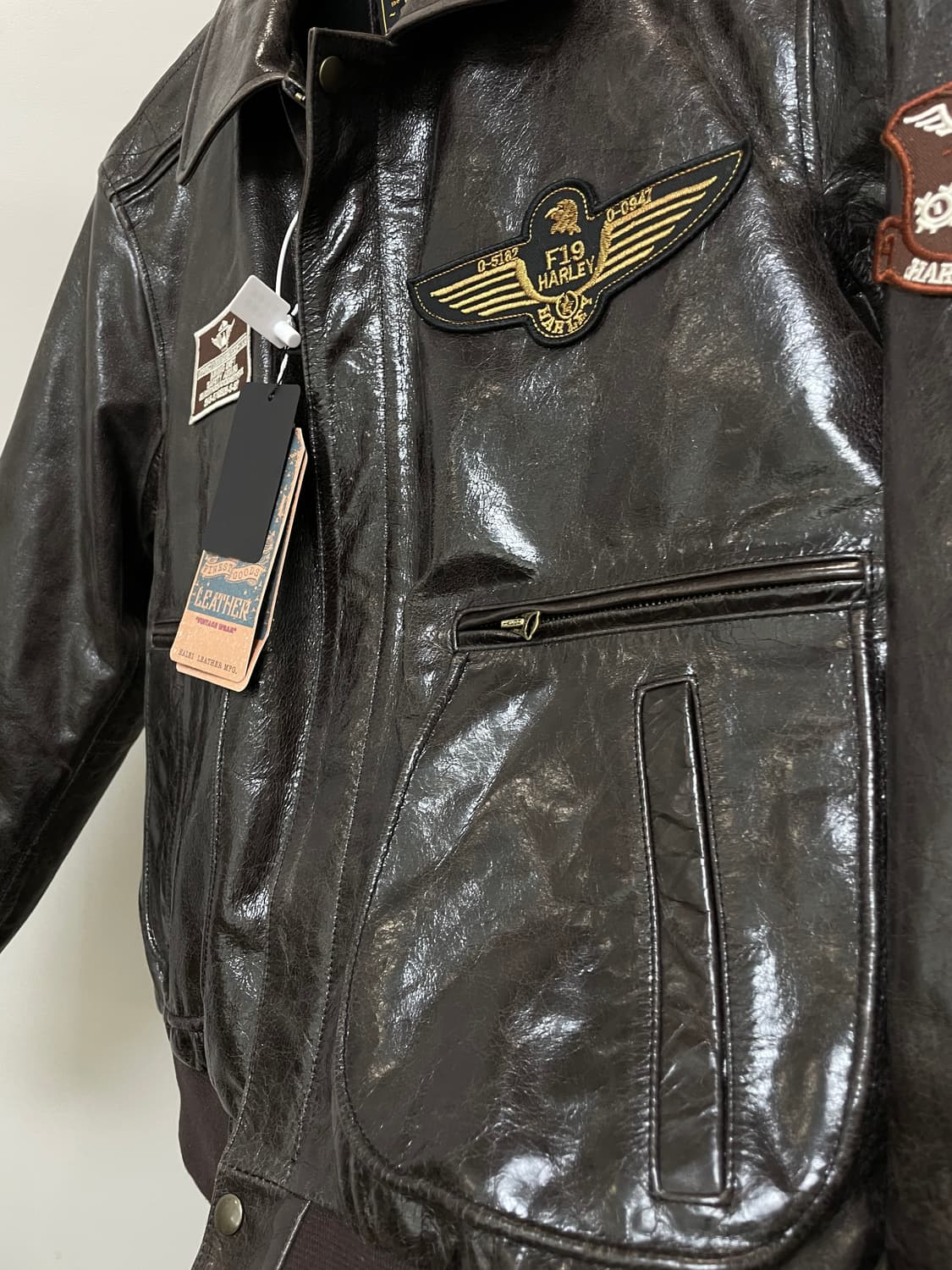 (107~) Halei Leather 소가죽 패치 플라이트 자켓 상품이미지8