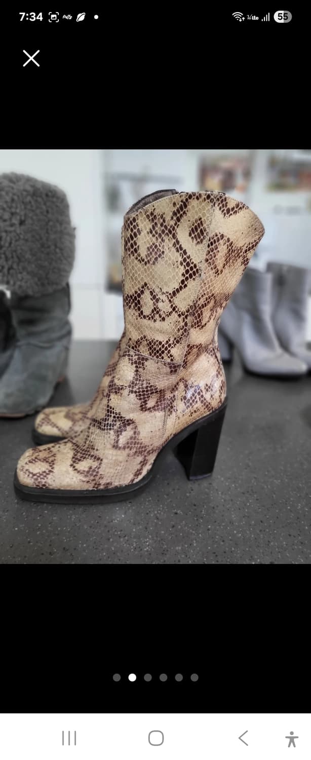 일본구매 이태리 명품브랜드 리얼뱀피 앵클 부츠 235mm 상품이미지2