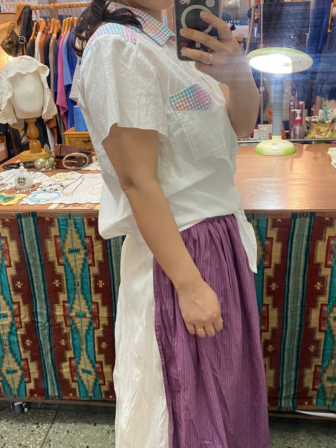 USA 반팔셔츠 체크 볼레로 상품이미지5