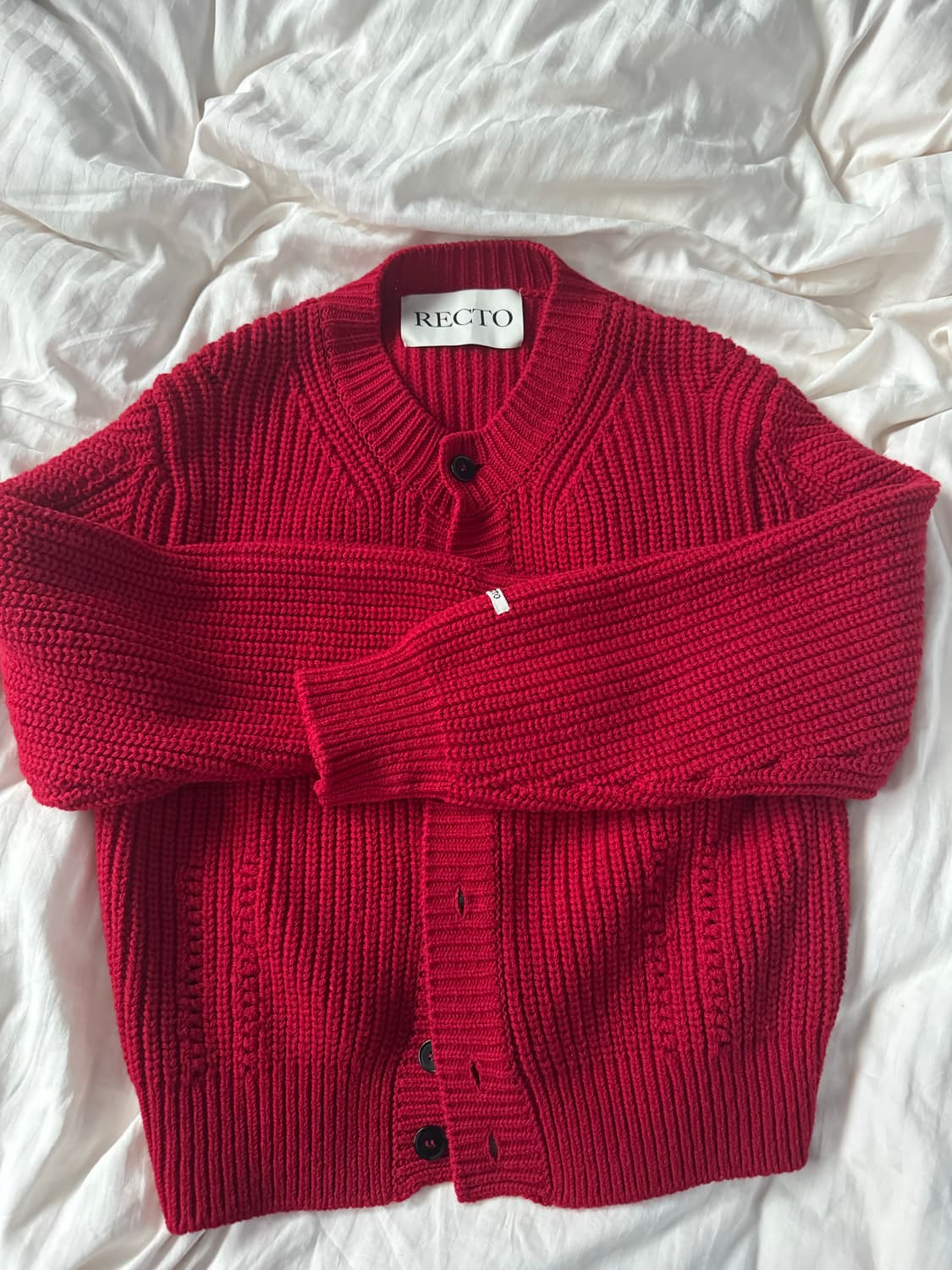 렉토 23fw 울 청키 가디건 red s size 상품이미지1