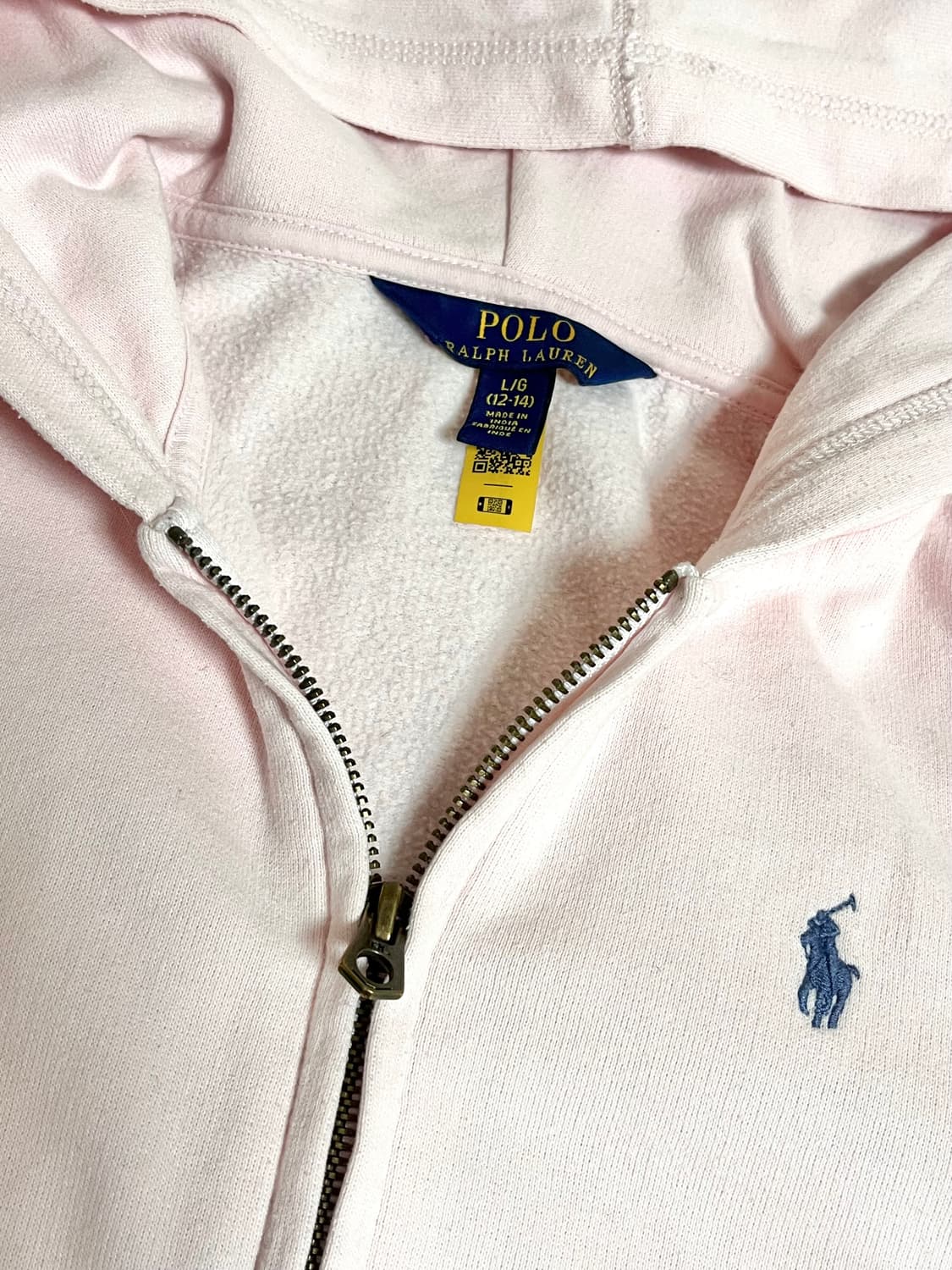 [큐알 정품! ] 폴로 랄프로렌 연핑크 + 네이비 포니 딸기우유 후드집업 상품이미지3