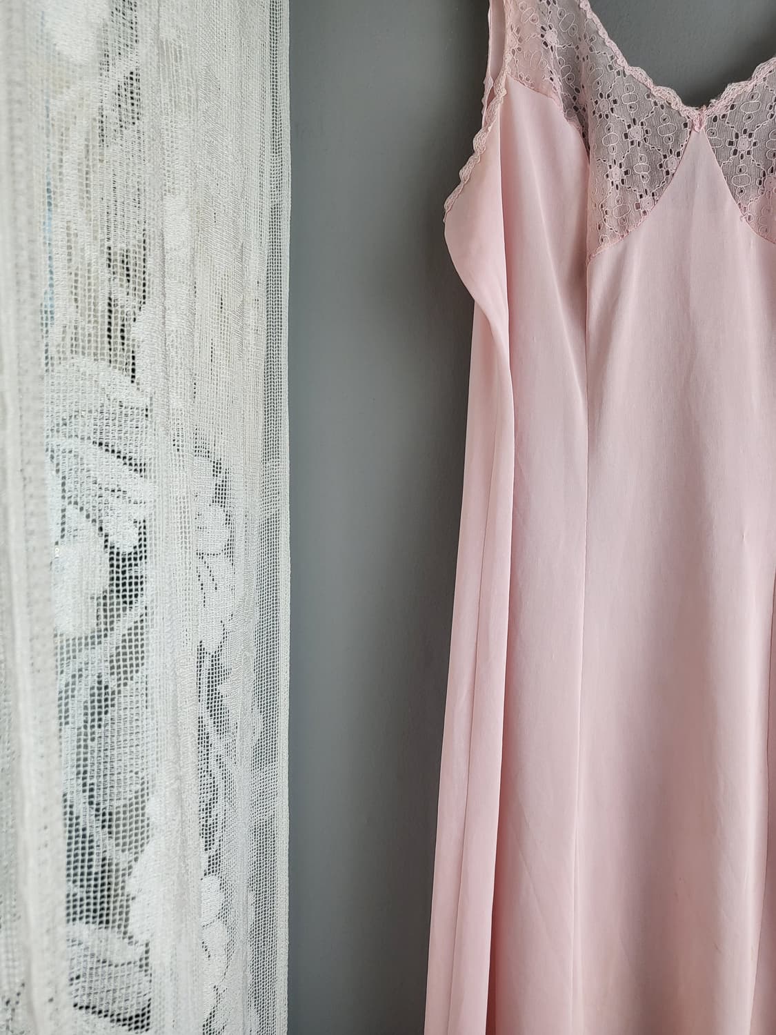 B급 빈티지 베이비핑크 레이스 슬립 드레스 상품이미지4