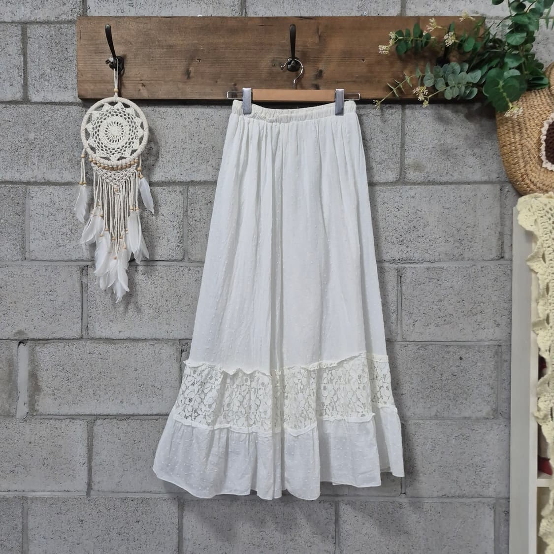 레이스 자수 면 롱스커트 하구미룩 모리룩  상품이미지5