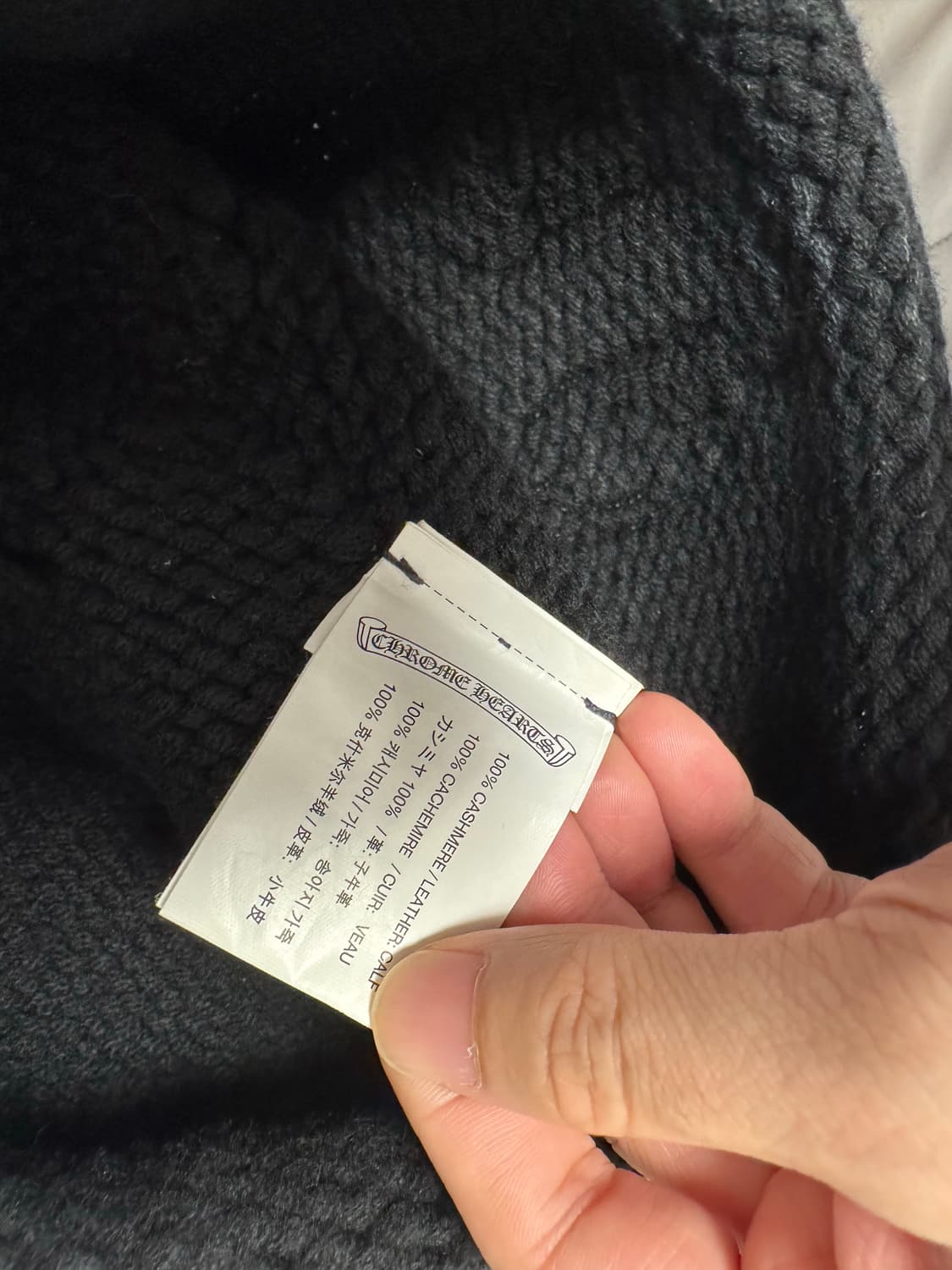 [os] 크롬하츠 플뢰르 레더패치 캐시미어 비니 상품이미지4