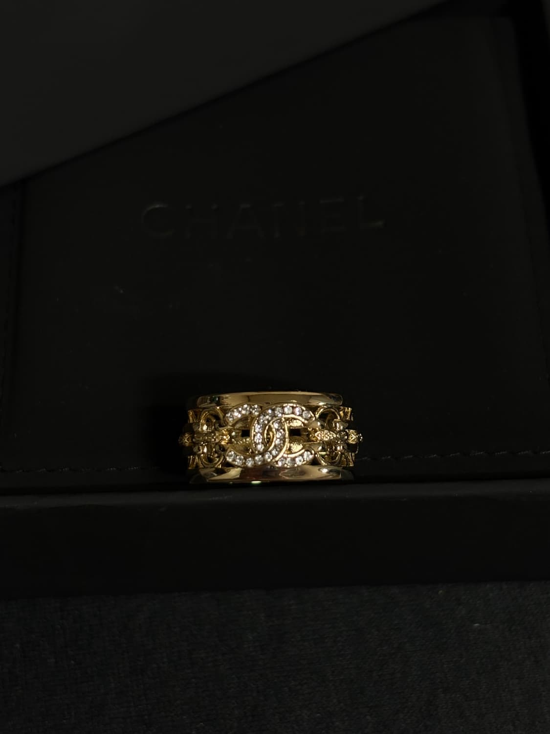 샤넬 정품 업사이클링 cc로고 샴페인 골드 볼드 반지  상품이미지2