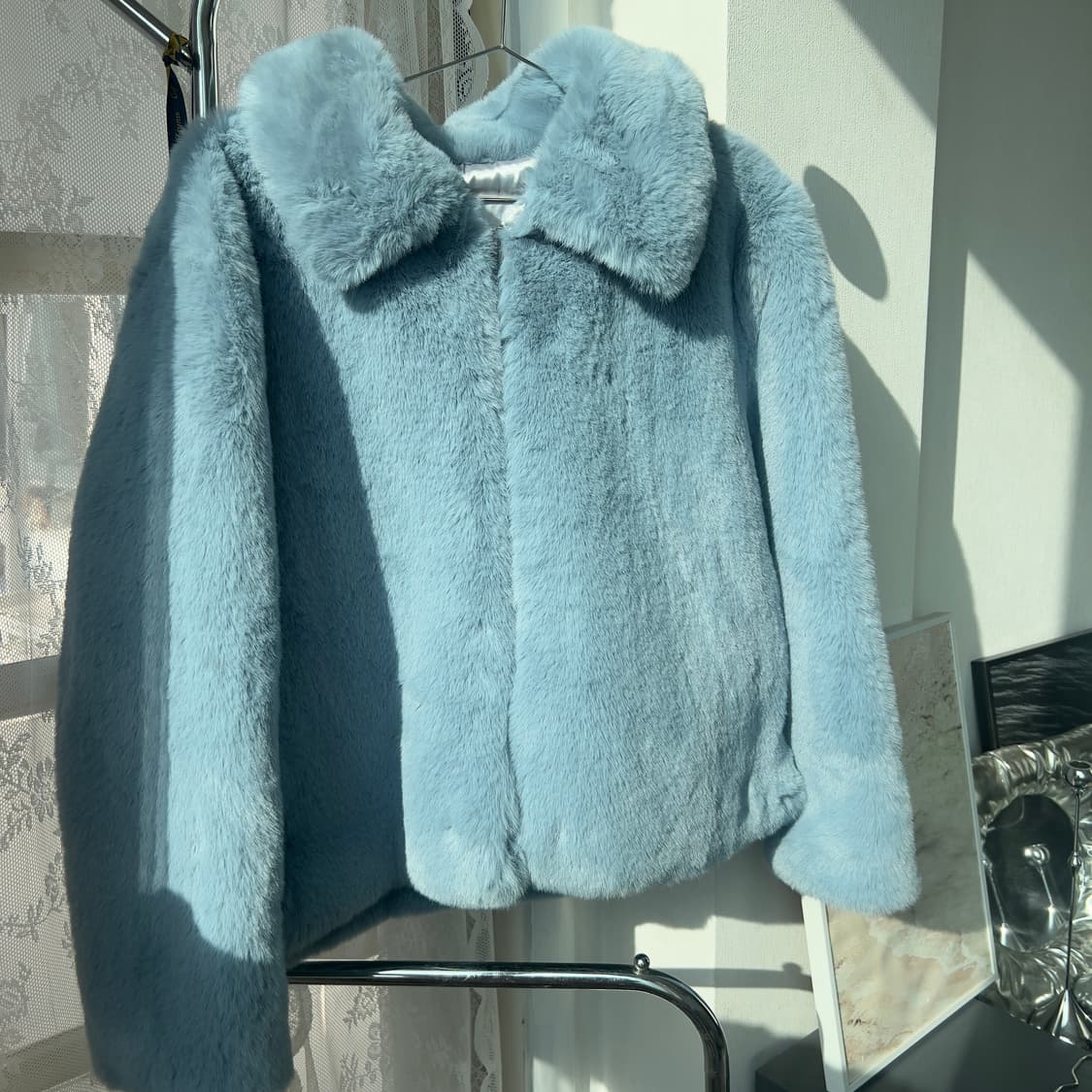 블루 보들 카라 퍼 자켓 상품이미지4