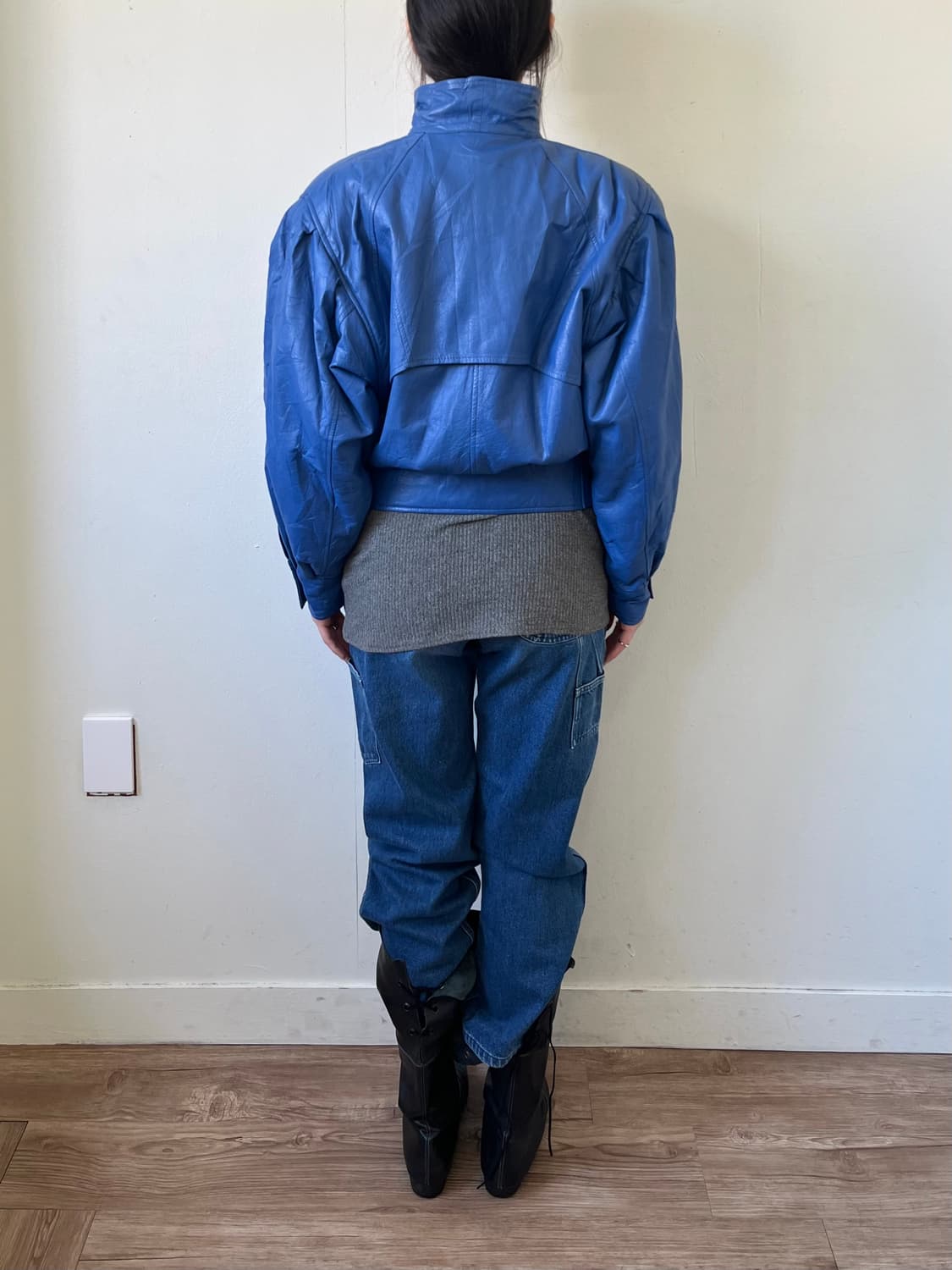 80‘s Giandor 실루엣 레더 자켓 상품이미지10