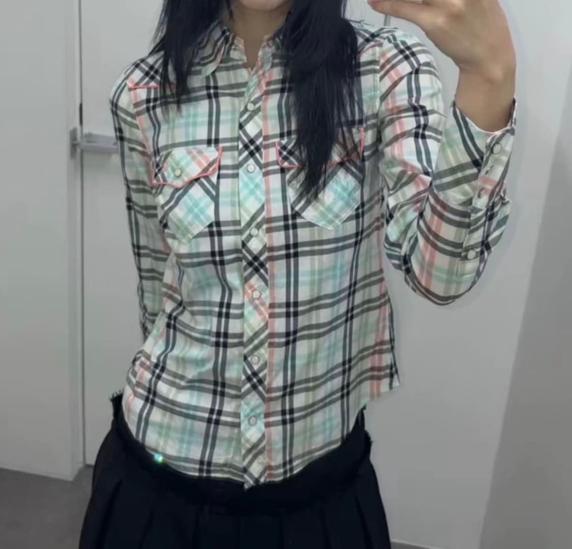 버버리 블루라벨 노바체크 웨스턴 셔츠 상품이미지3