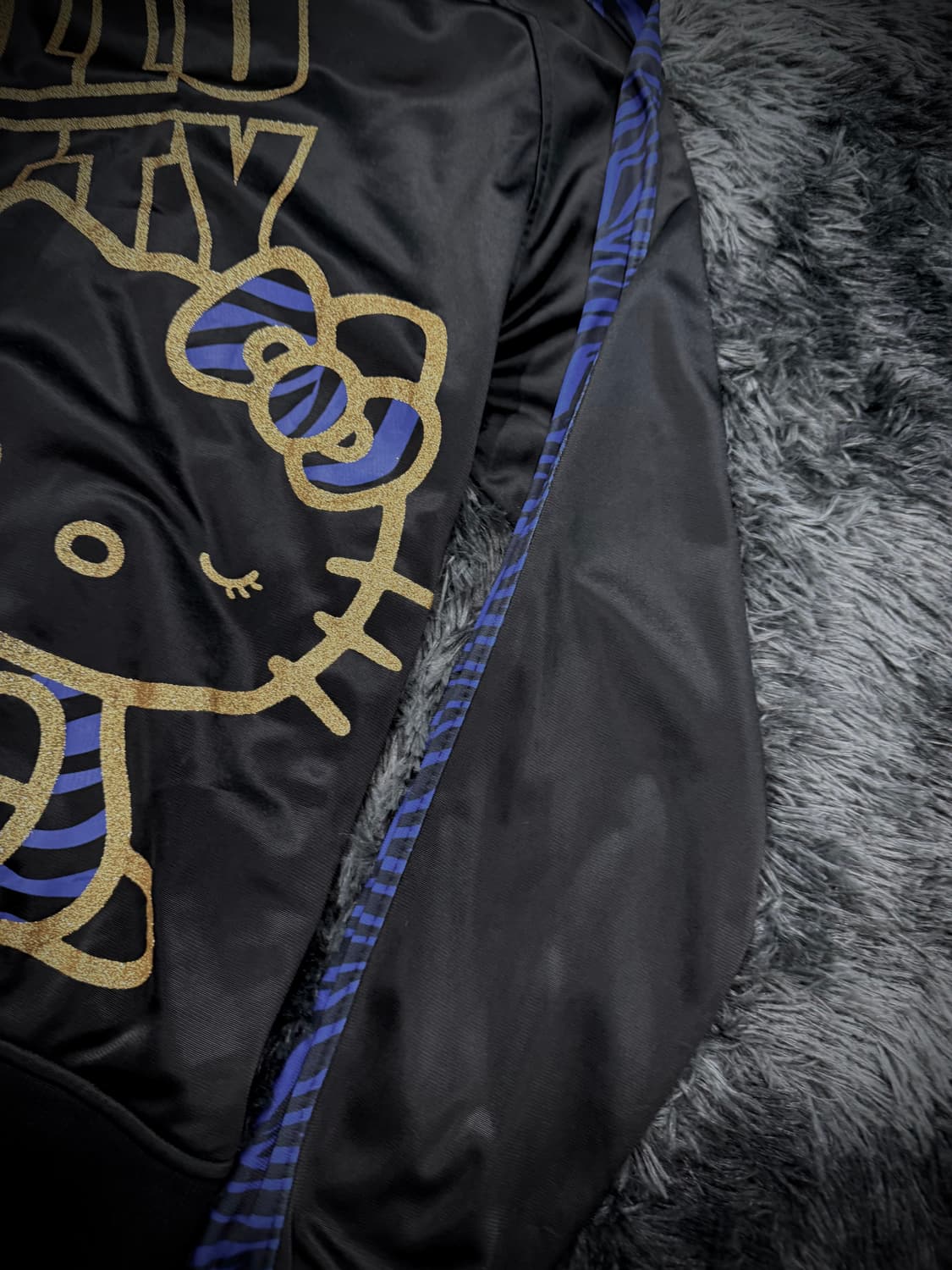 Hello Kitty 골드 글리터 헬로키티 프린팅 블루호피 후드져지 상품이미지6