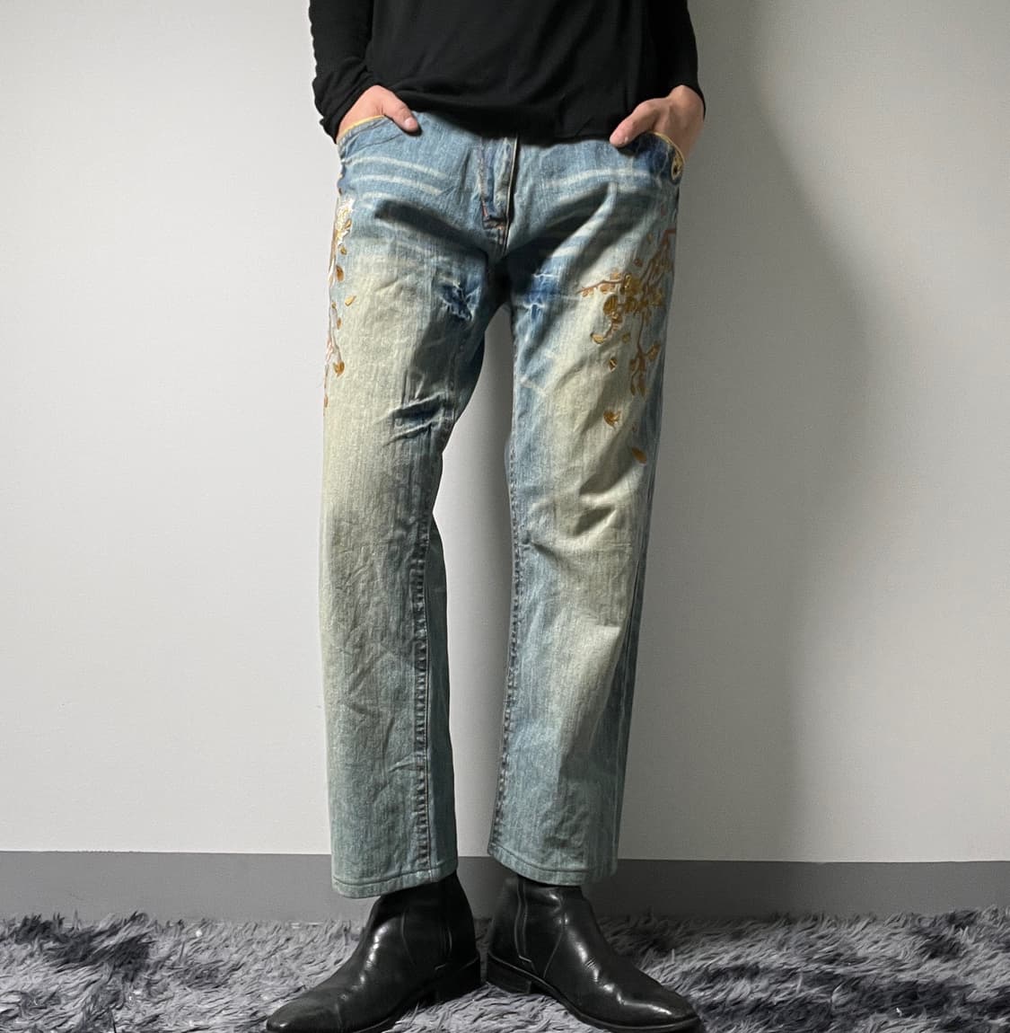 seku 빈티지 오리엔탈 워싱 데님 팬츠 XL 상품이미지1