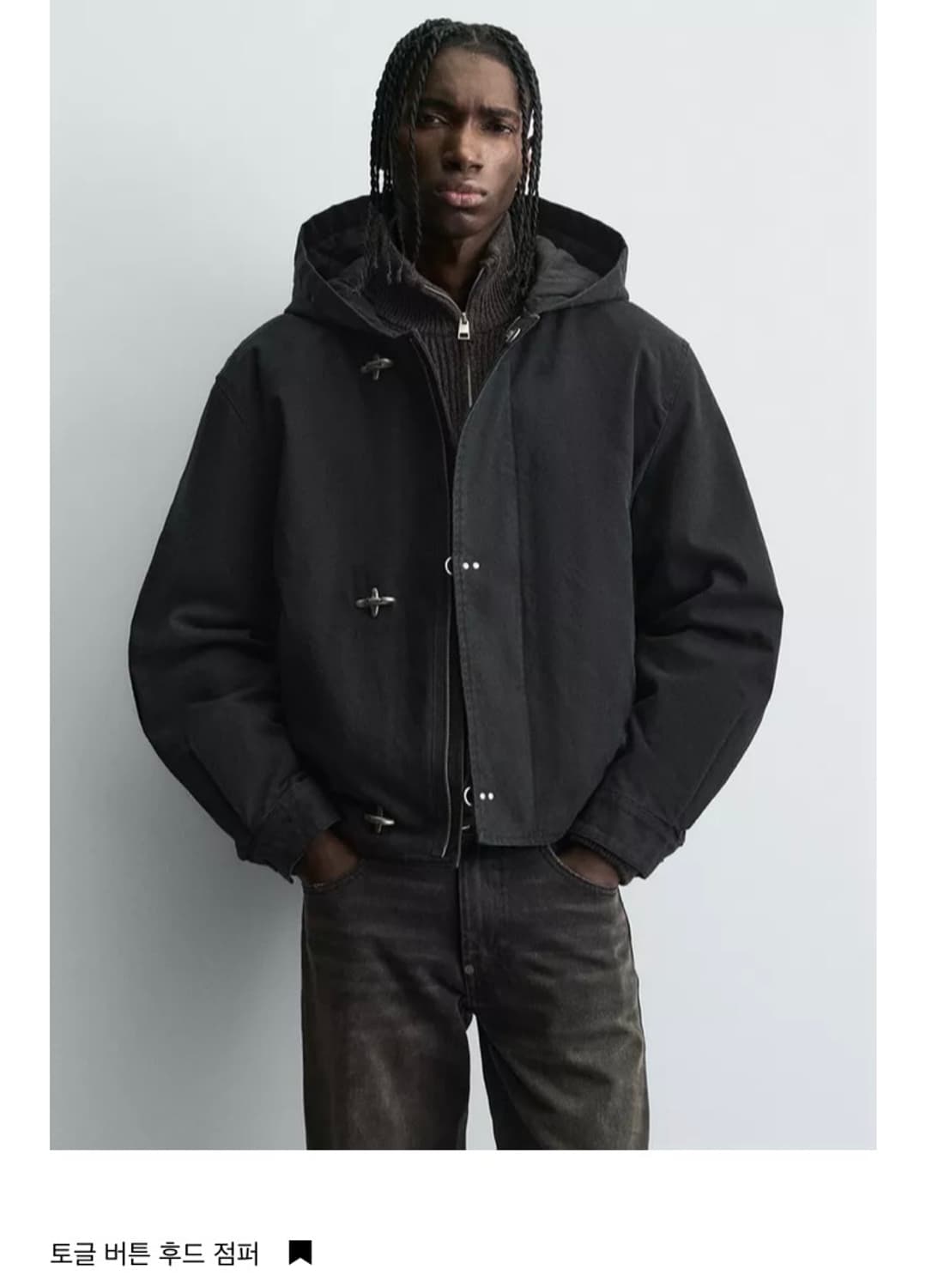 자라 토글 버튼 후드 점퍼 블랙 M 상품이미지1