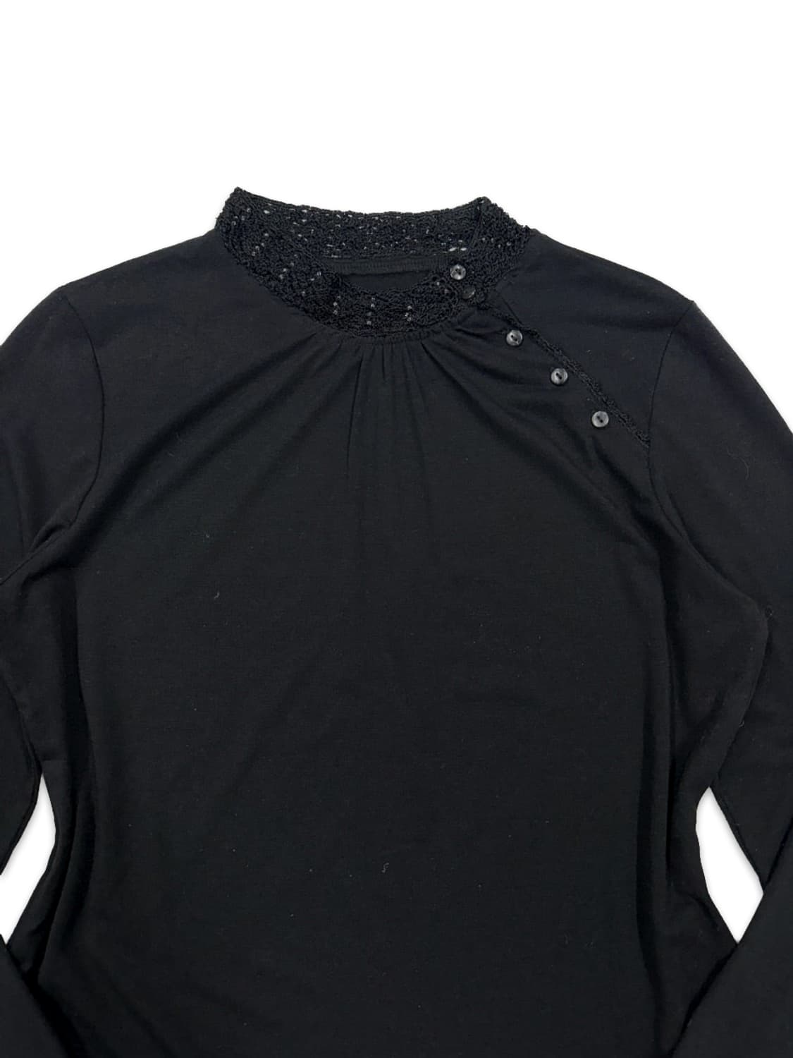 빈티지 블랙 비즈 어깨 단추 긴팔티 상품이미지3