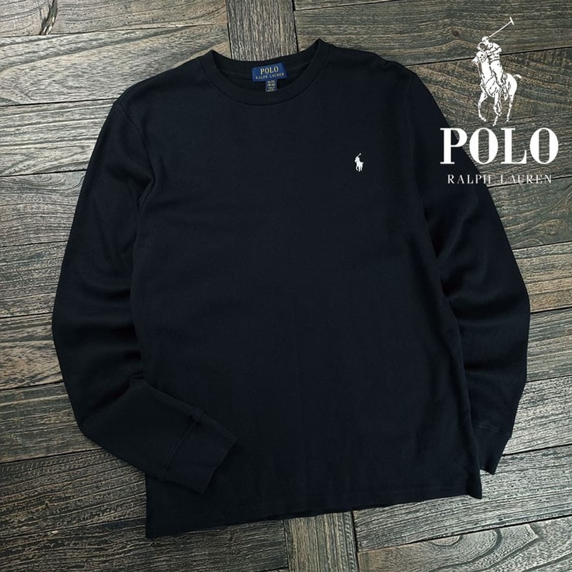 [폴로 랄프로렌] 포니 로고 자수 롱슬리브 긴팔티 블랙 M19328 상품이미지1