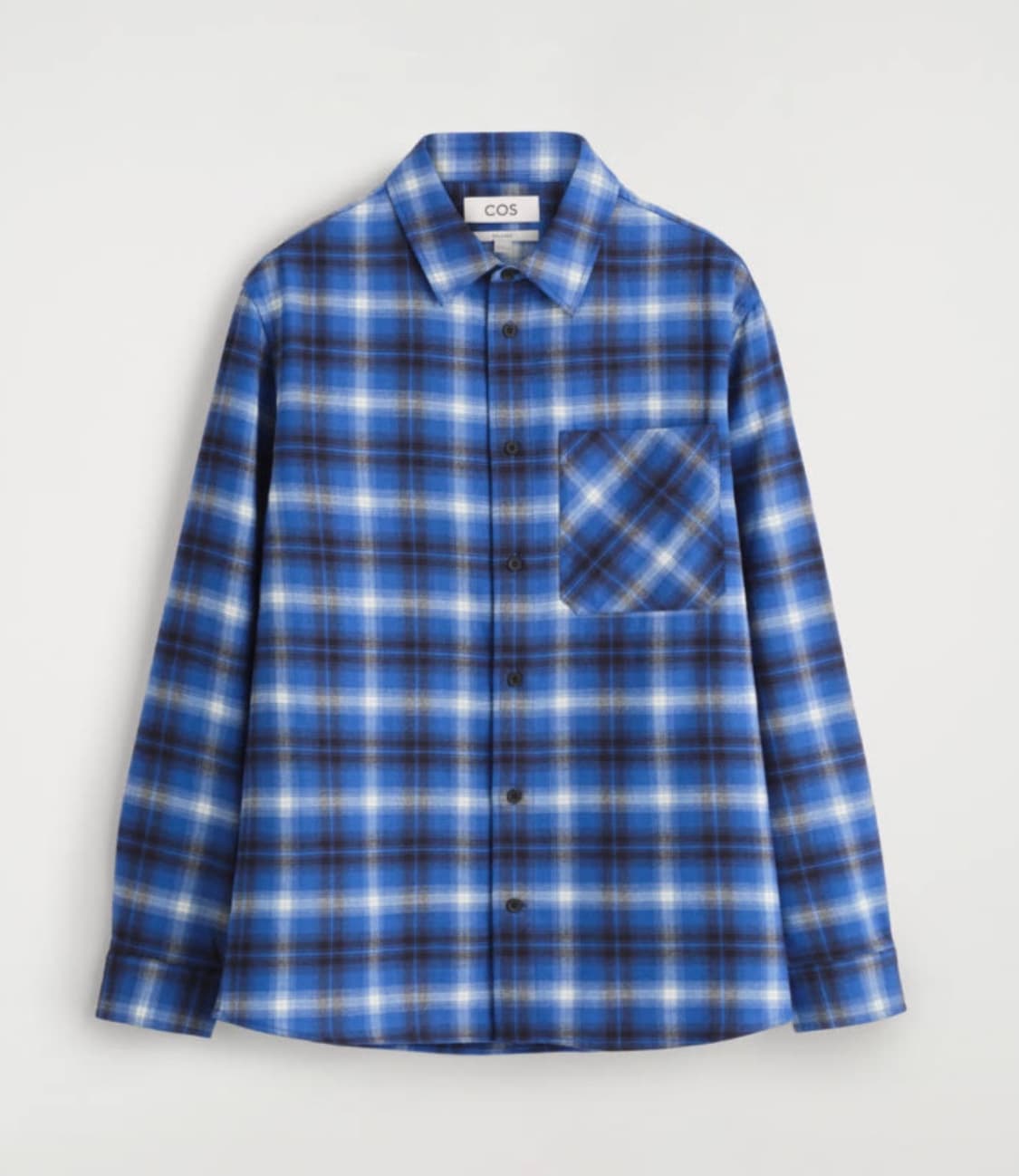 [L] COS 릴렉스드 체크 울 블랜드 셔츠 블루 상품이미지3