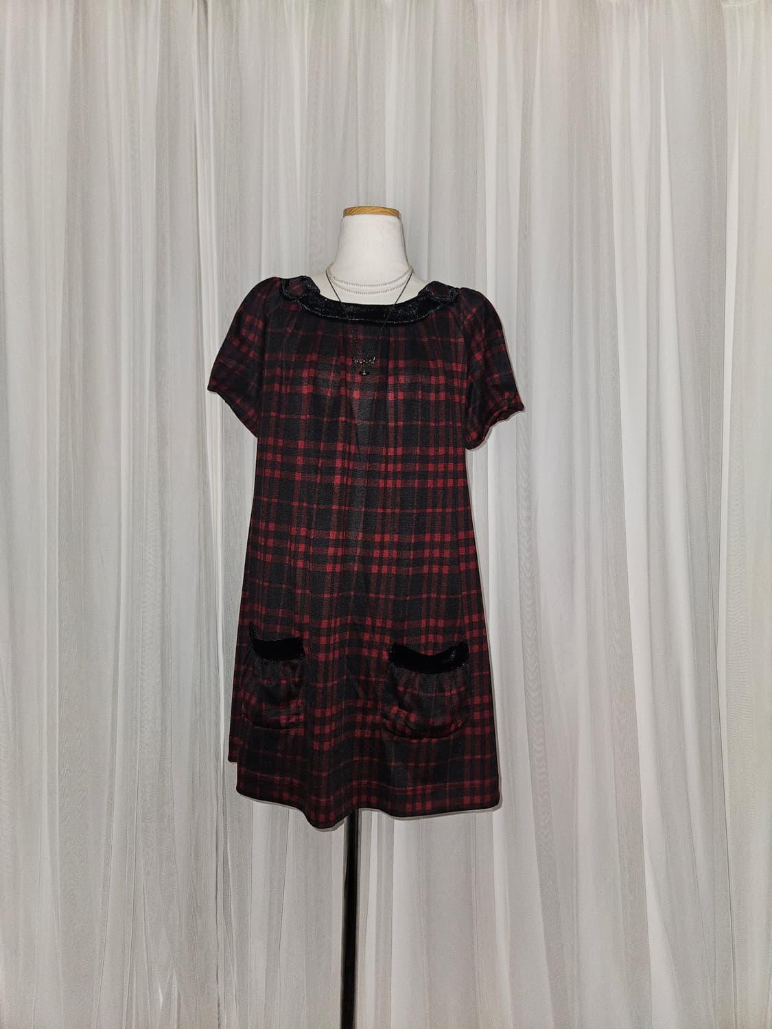 colza 빈티지 레드 체크 원피스 니혼진 공겜여주 갸루 캐캐체 슈슈룬 상품이미지1