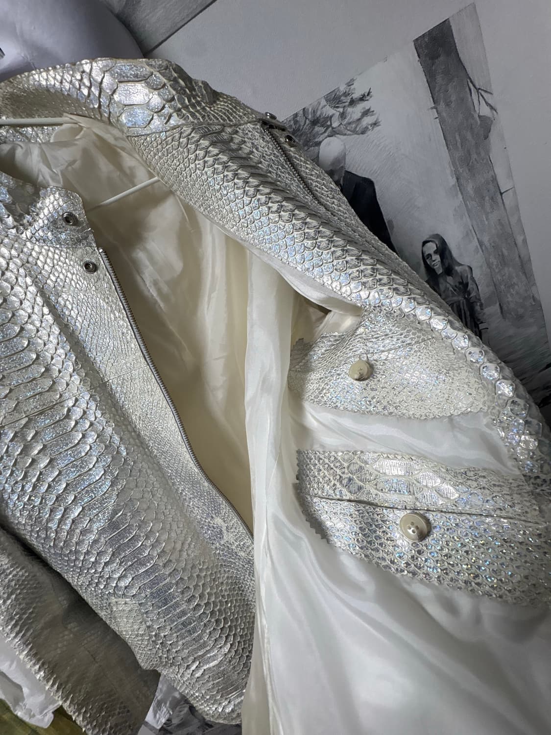 Reticulated Python Skin Leather Jacket 상품이미지3