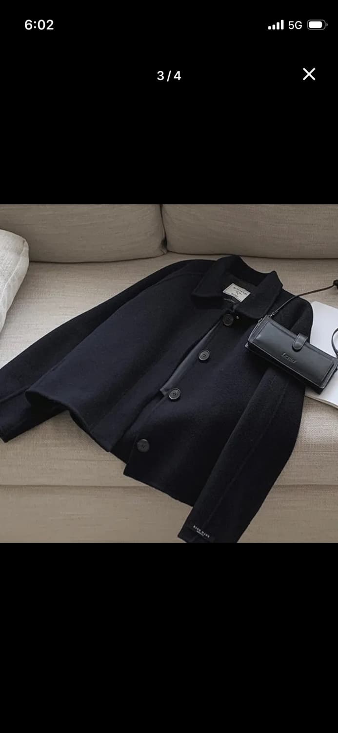 (새상품, 미착용) 슬로우앤드 히든 핸드메이드 숏코트 다크네이비 상품이미지1