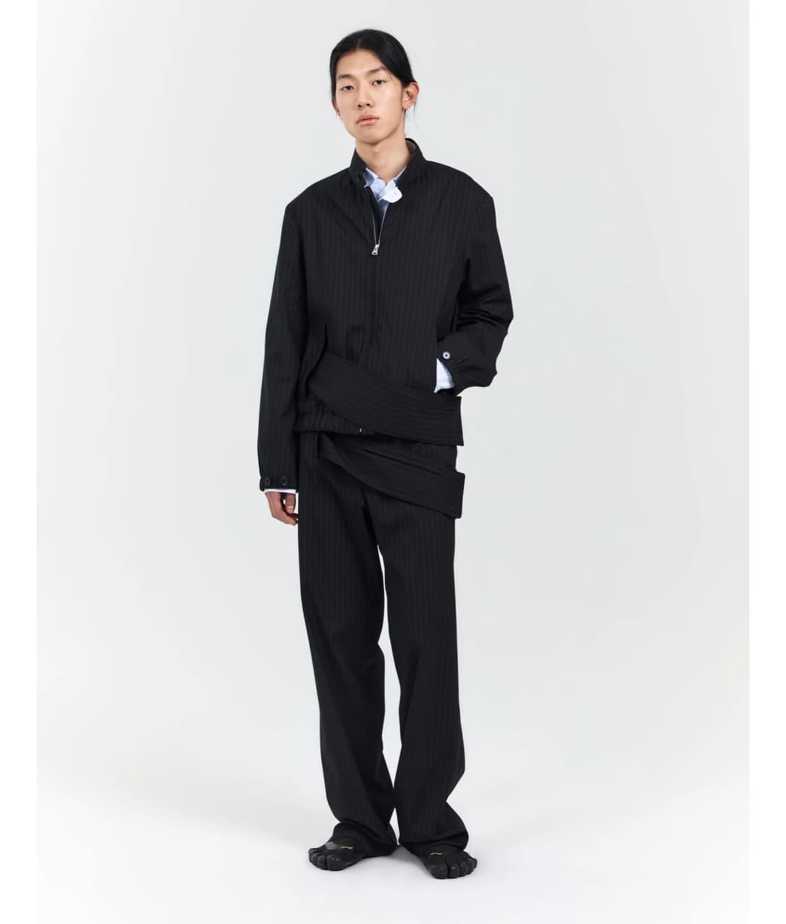 Mens Belted pocket trouser Black stripe 상품이미지2