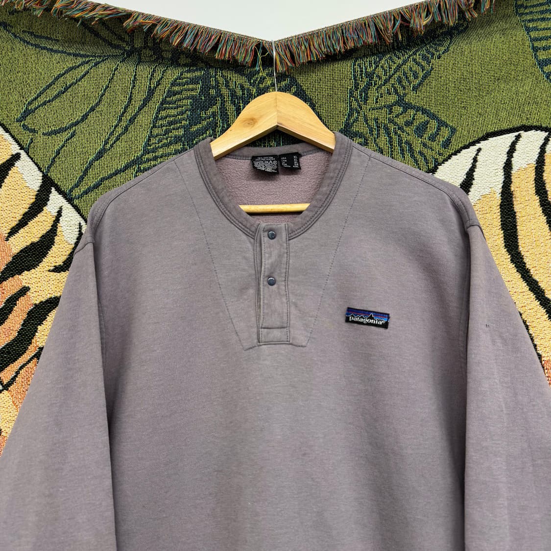 80s 파타고니아 빈티지 헨리넥 스웻셔츠 맨투맨 (2XL) 상품이미지4