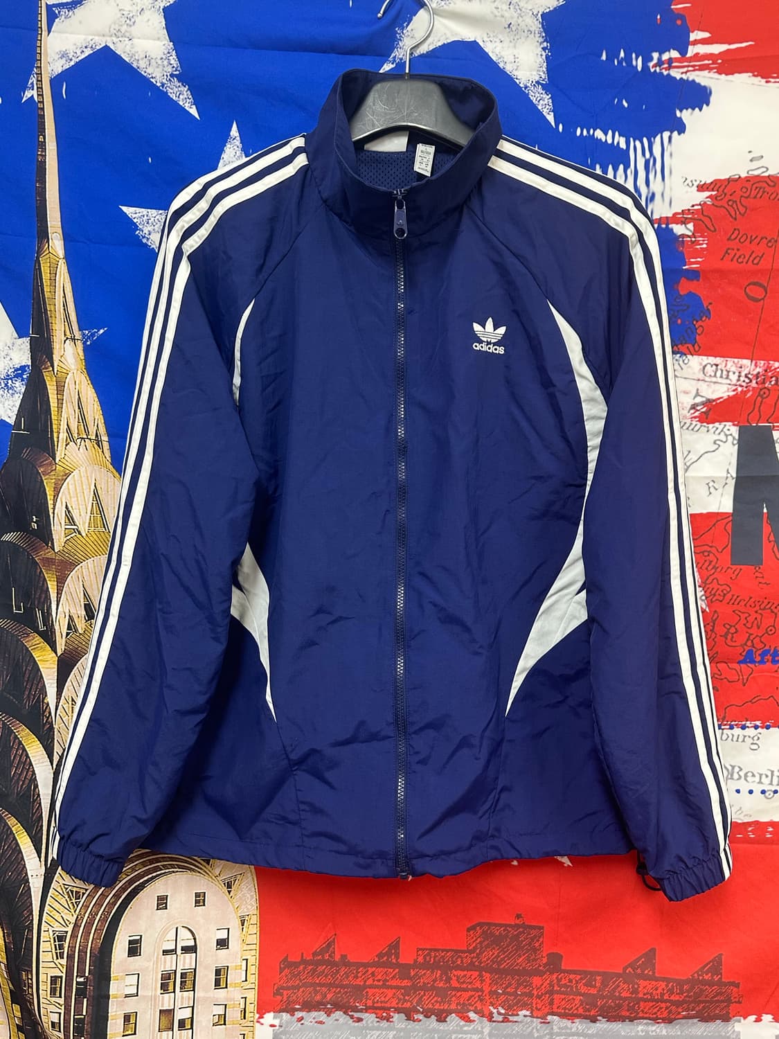 s급 아디다스 네이비 바켄바우어 오버핏 바람막이 L100 상품이미지1