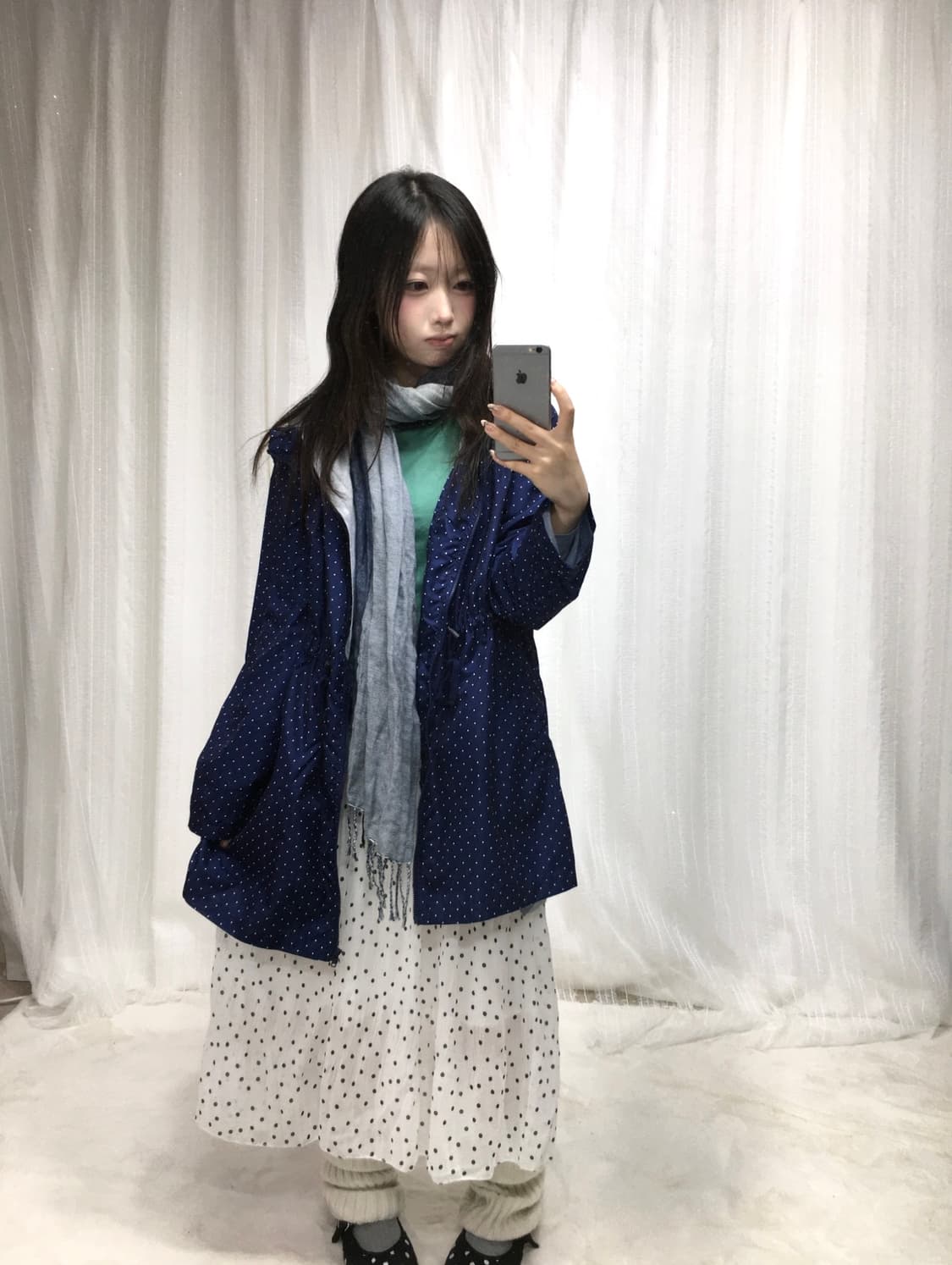 빈티지 도트 바람막이 민트 코디세트  상품이미지1