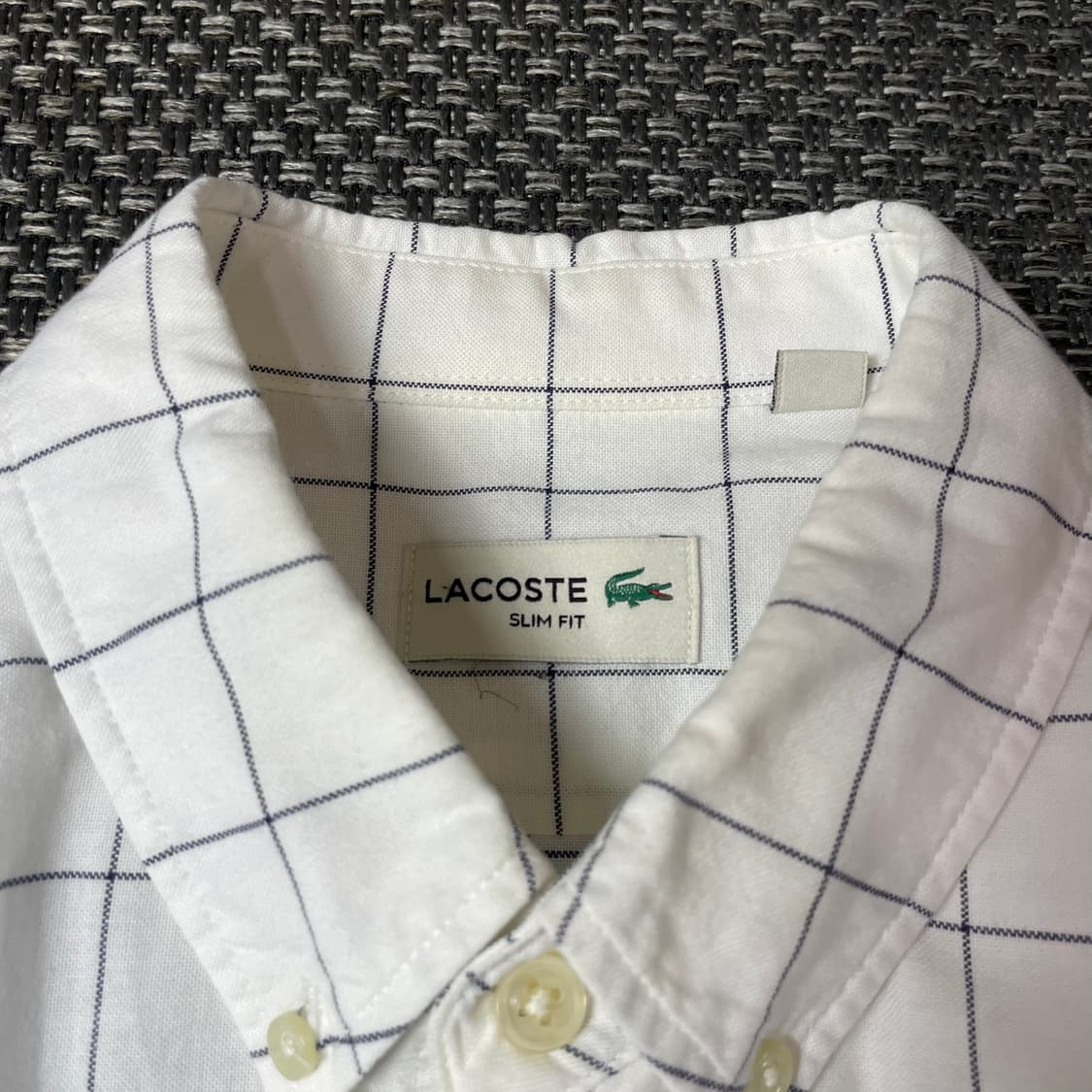 라코스테 화이트 깅엄체크 슬림핏 원포켓 긴팔 셔츠 상품이미지4