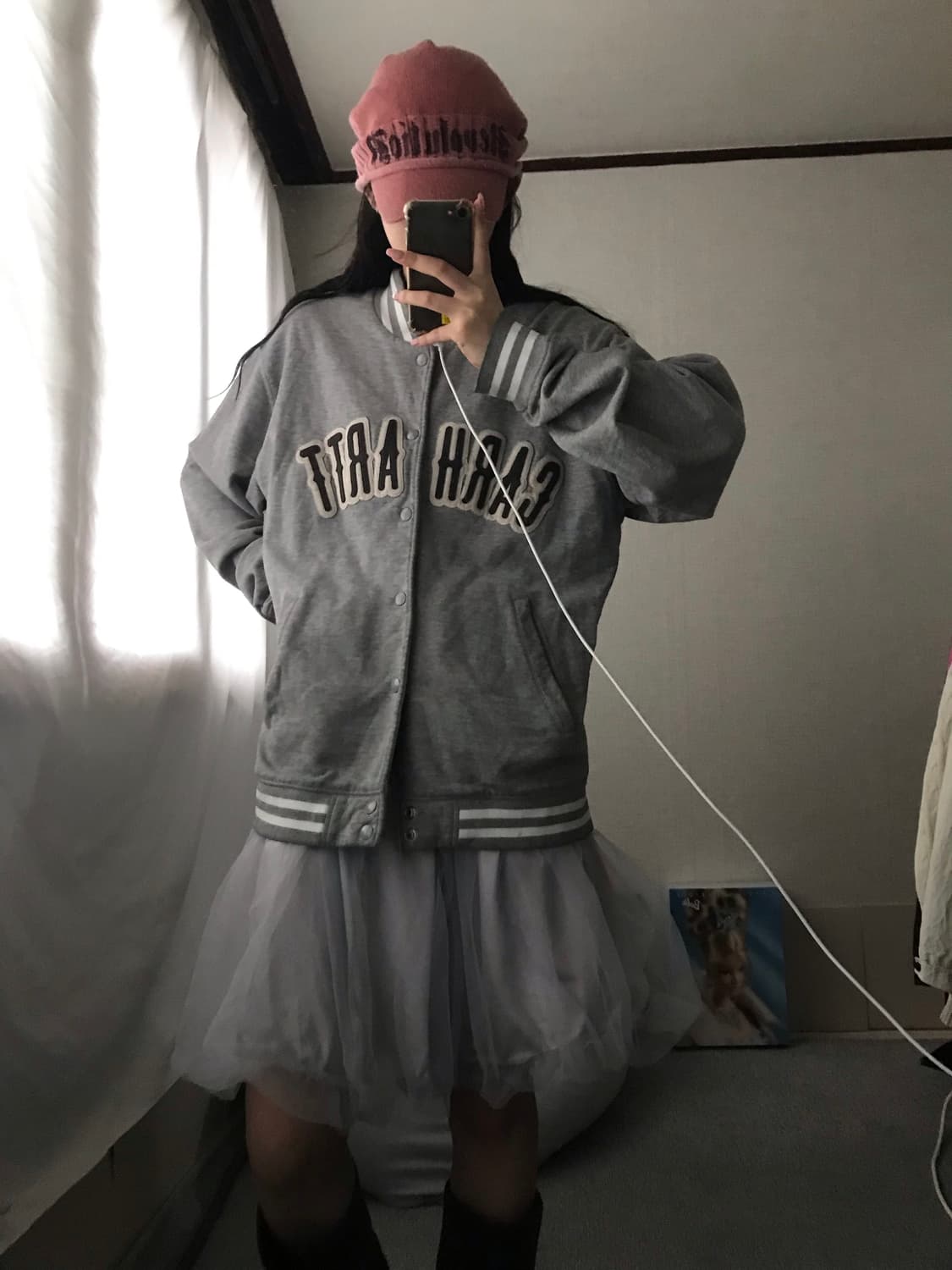 칼하트 그레이 빅로고 바시티자켓 상품이미지6