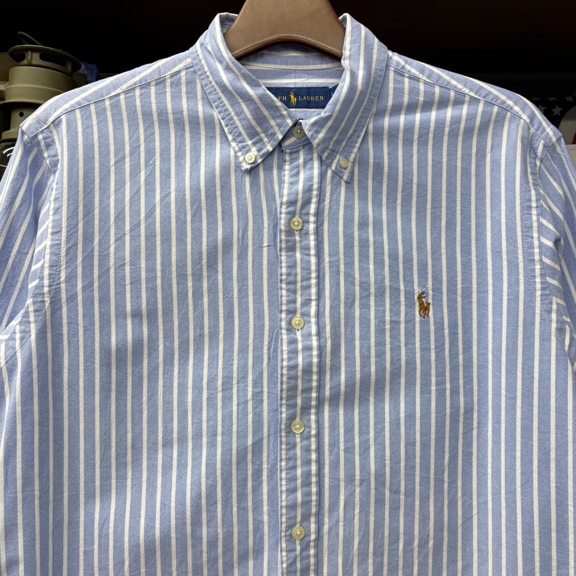 폴로 랄프로렌 신형로고 소라색 스트라이프 옥스포드 셔츠 N330 상품이미지3