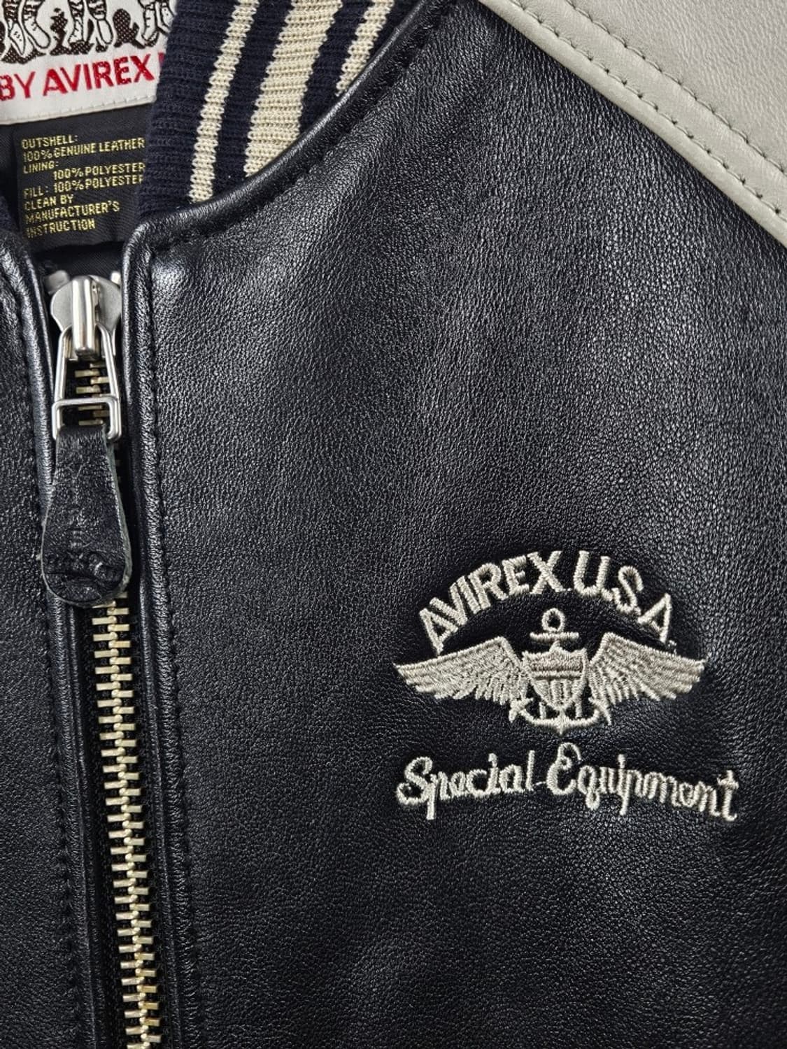 아비렉스 아이콘 가죽 배색 블루종 자켓 ( M ) / 10979 상품이미지5