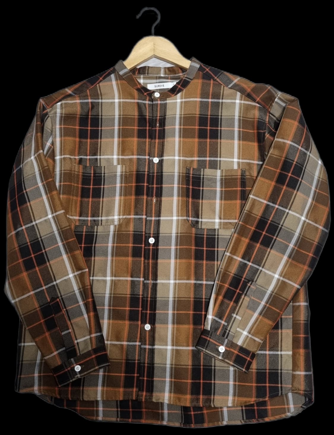 SUREVE 차이나 카라리스 체크 셔츠 L 사이즈 상품이미지1