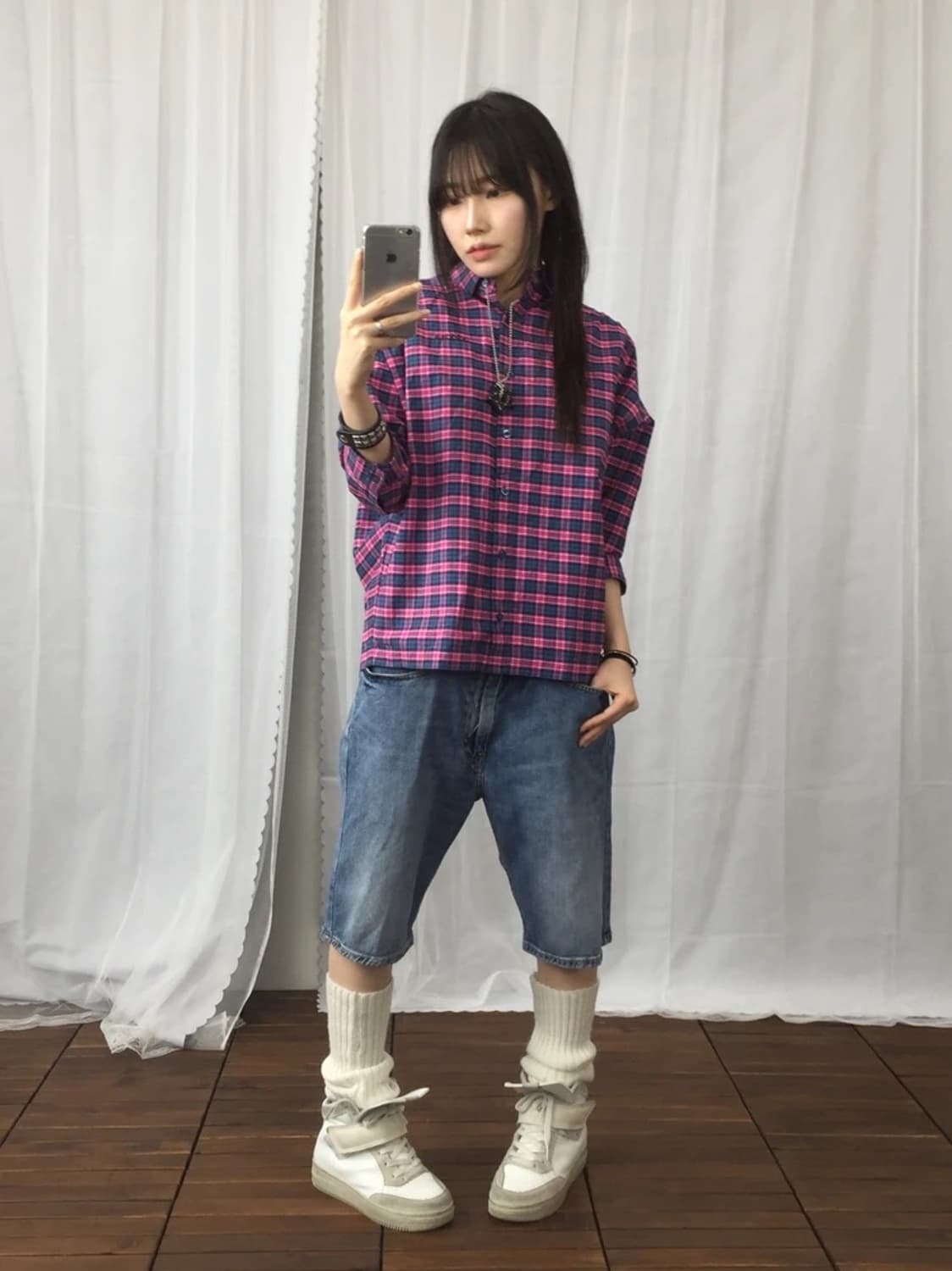 Adidas Neo Pink Check Shirt 상품이미지2