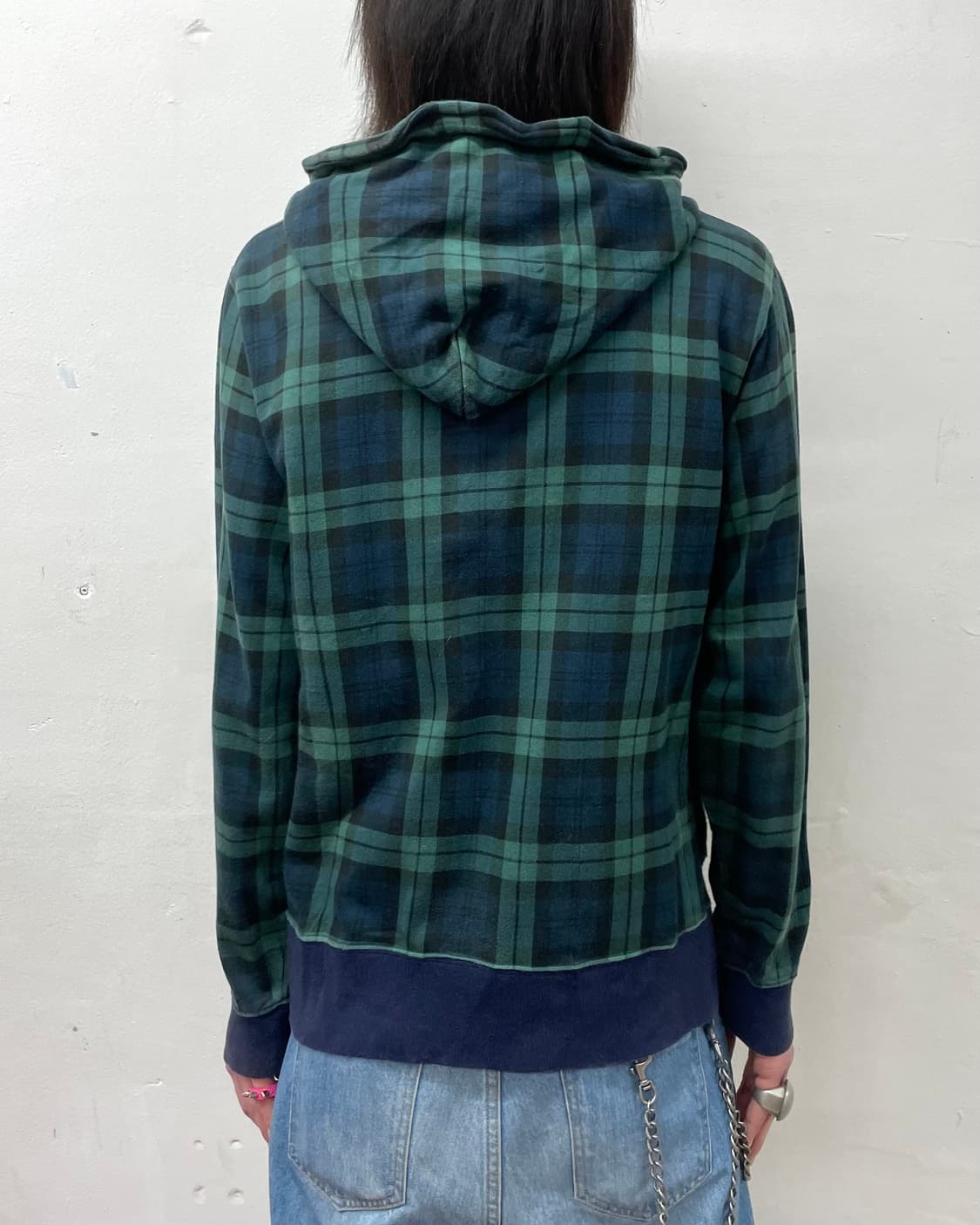 Beams Asymmetric Zipper Check Hooded 상품이미지2