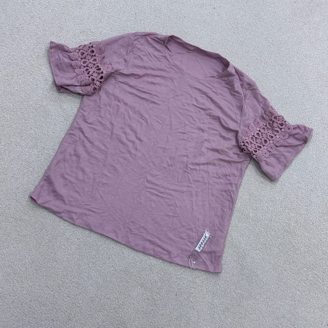 XL 새상품 빈티지 여성 레이스 반팔 티셔츠 0507E 상품이미지1