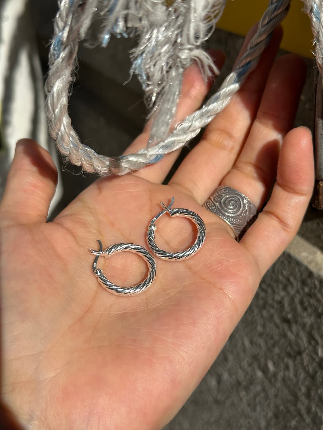 Twisted Rope Hoop 925 Silver Earrings 상품이미지3