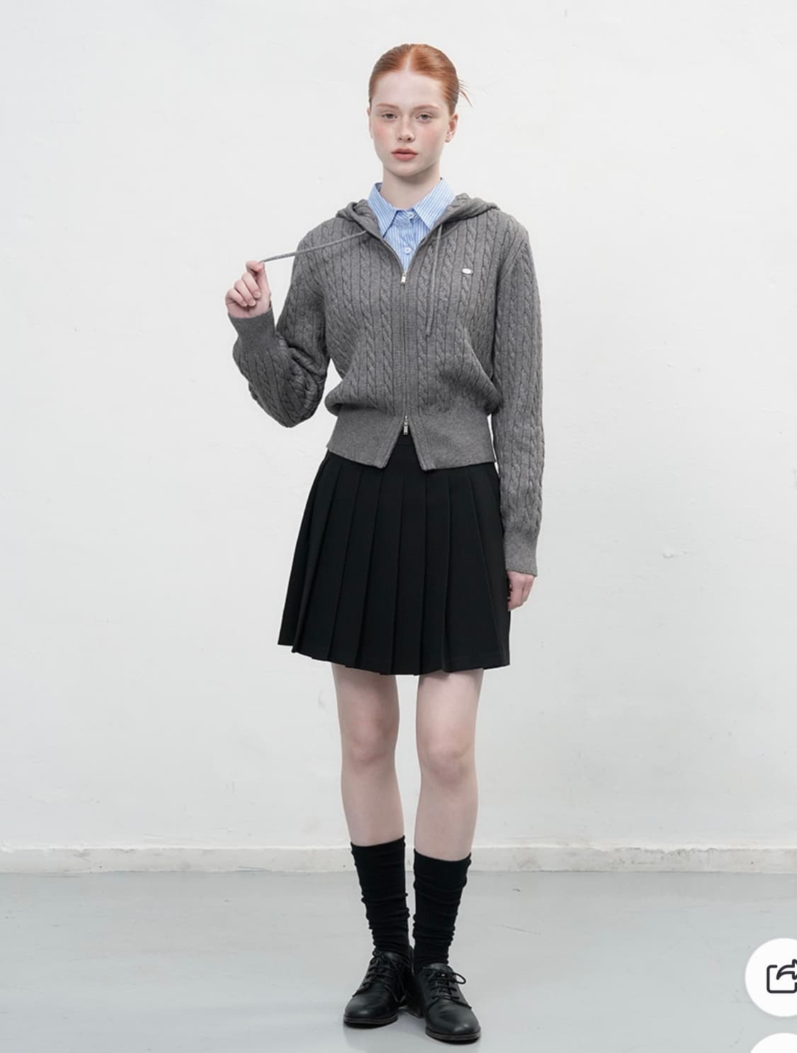 제너럴아이디어 울 케이블 니트 후드집업 상품이미지1