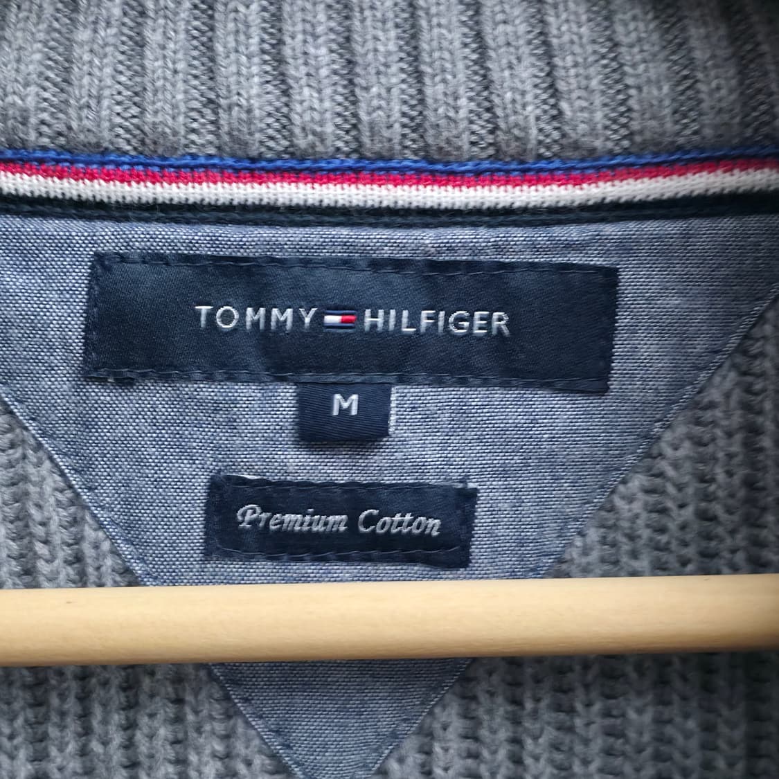 [M] 타미힐피거프리미엄 코튼  그레이 니트 집업 가디건 상품이미지5
